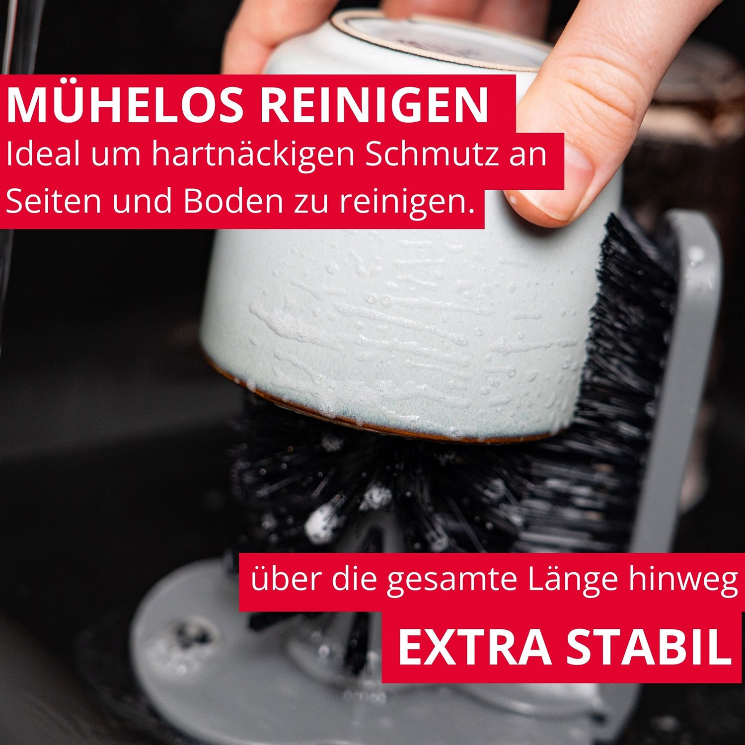 WESTMARK Reinigungsbürste Gläser-Spülbürste mit Saugfuß, kein Verrutschen, für Gastronomie oder