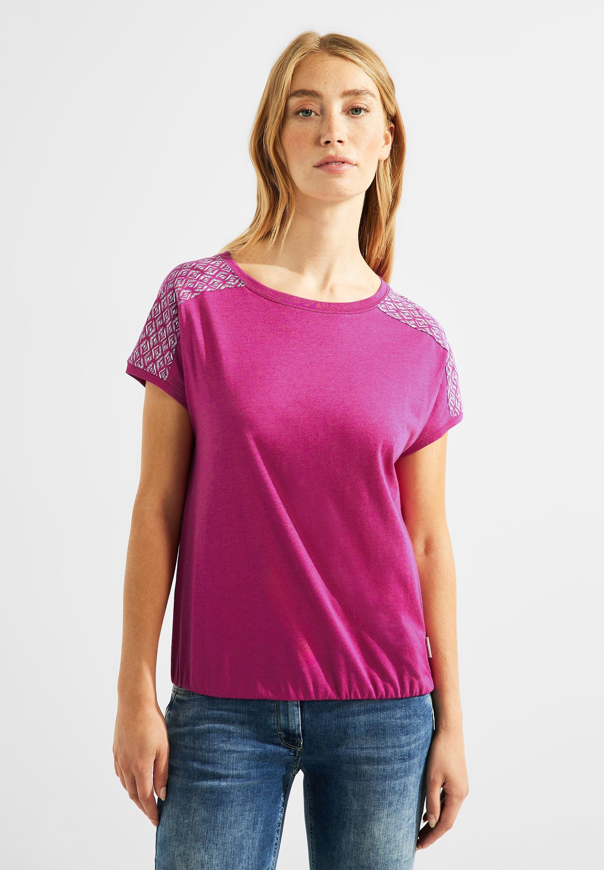 Cecil T-Shirt aus softem Materialmix cool pink