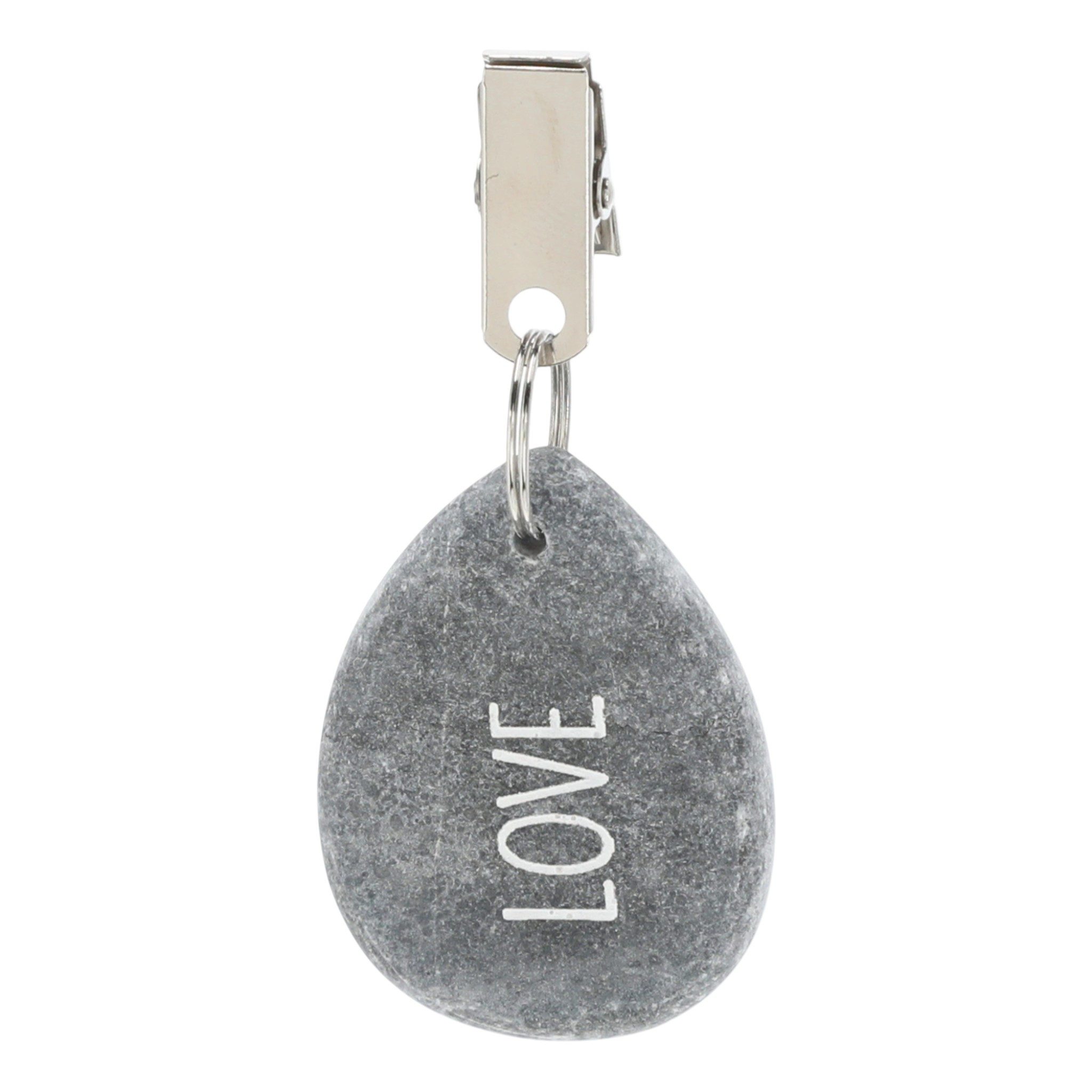 Meinposten Beschwerungsgewicht 4er Set Tischdeckenbeschwerer grau Stein Love Luck Happy Smile, (Set), 4 Stück