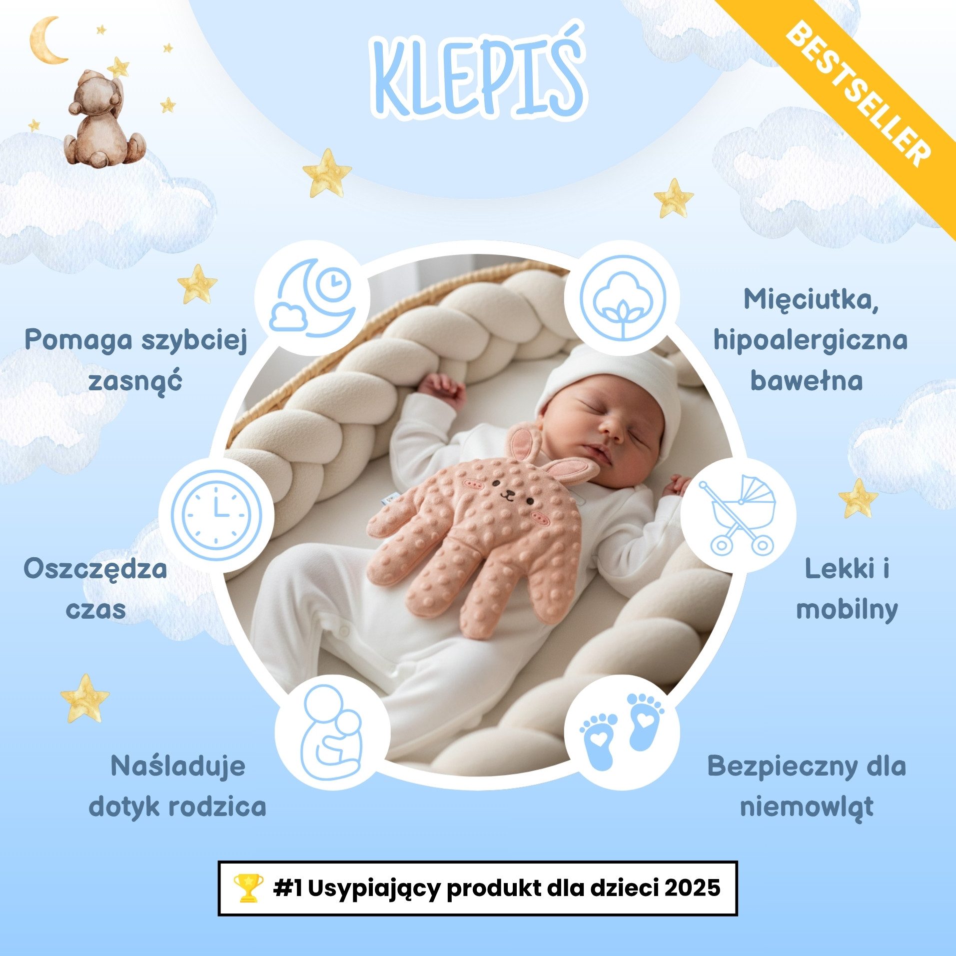Winch Babykissen Teddybär Schlafhelfer - Klopfer für Kinder, schneller Eins günstig online kaufen