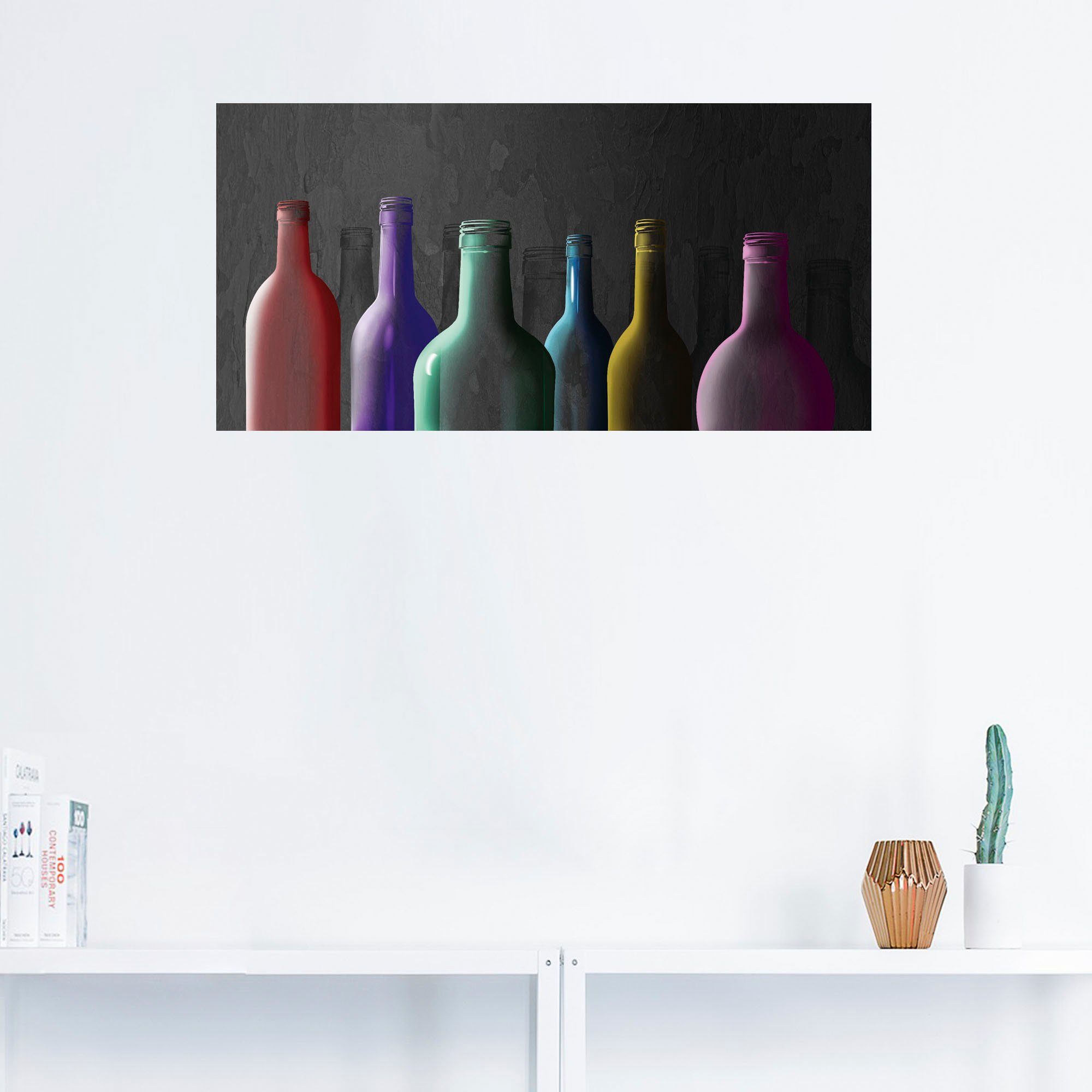 Wandaufkleber Artland versch. Größen Getränke St), in Wandbild als Poster (1 Alubild, oder Leinwandbild, Glasflaschen, Bunte