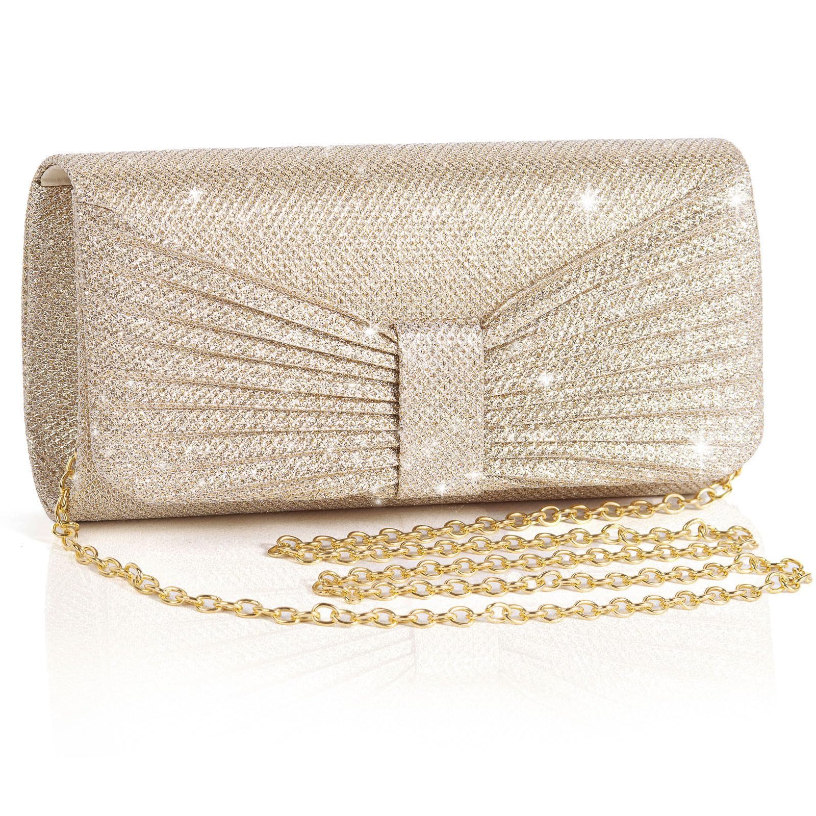 nsihing Abendtasche Damen-Abendtasche/Clutch/Hochzeitstasche/ Glitzernde Party-Handtasche, Mit abnehmbarer Kette