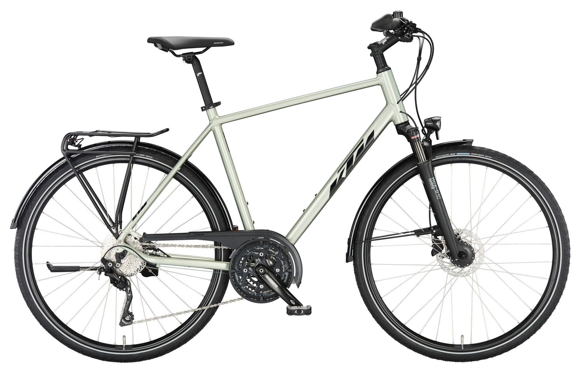 KTM Trekkingrad Touren Bike LIFE CONQUEST dew silver (black+orange) 28" Diamant, 30 Gang Shimano Shimano Deore T6000-10 SGS shadow Schaltwerk, Kettenschaltung