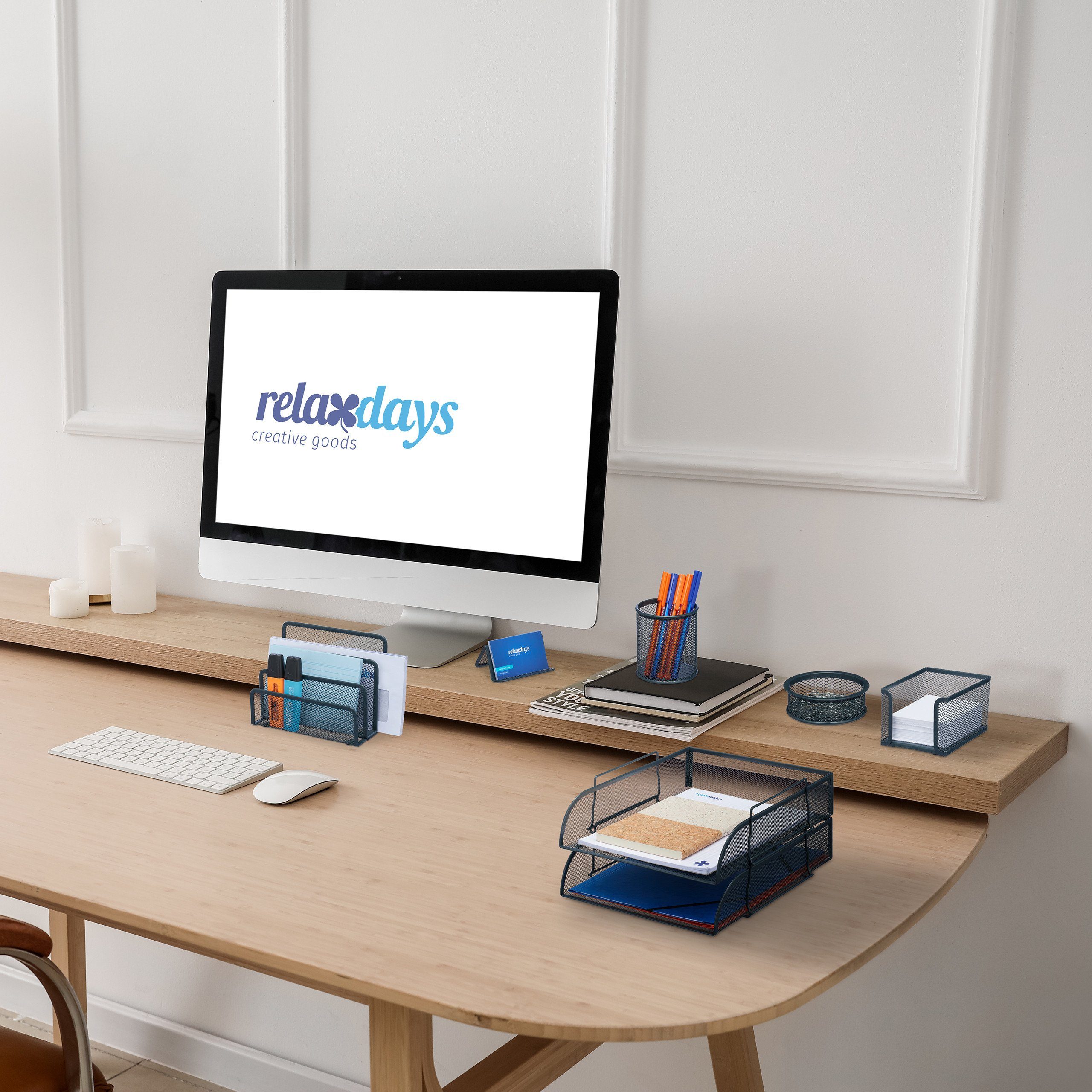 relaxdays Schreibtischaufsatz 7-teiliges Schreibtisch Organizer Set günstig online kaufen