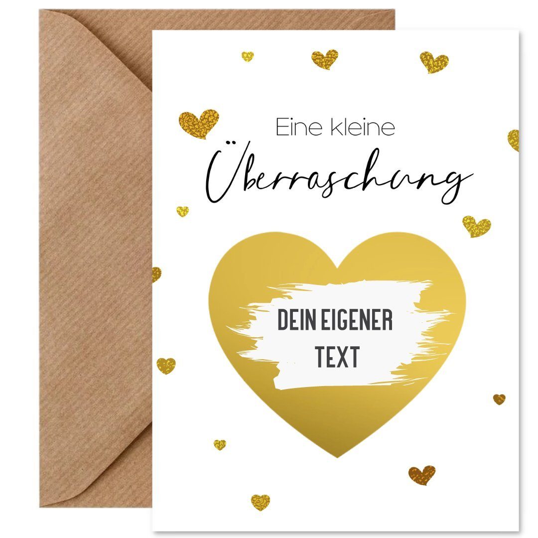 Things of Happiness Postkarte Rubbelkarte zum Beschriften + Briefumschlag aus Naturpapier, Geschenk