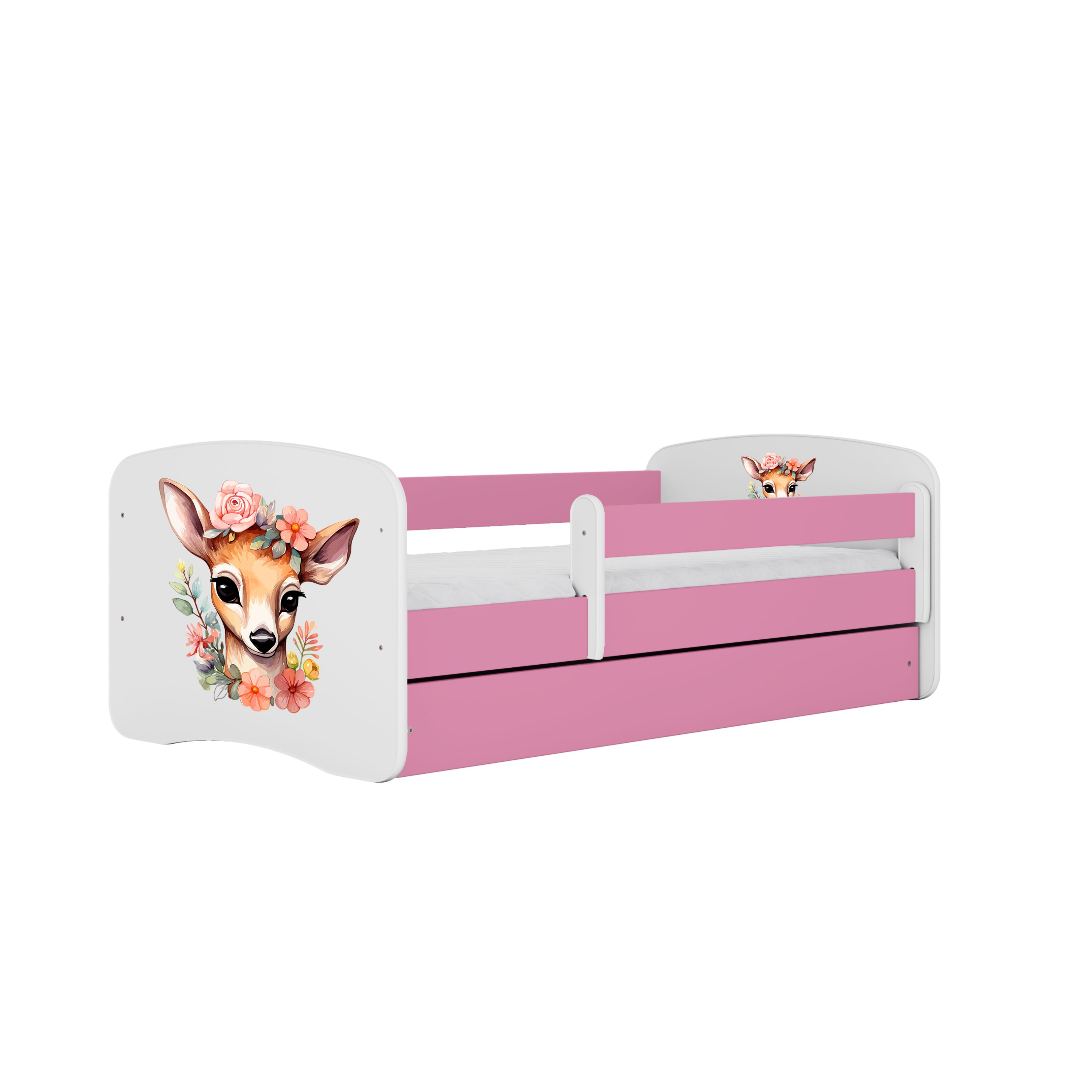 Raumhirsch Furniture Kinderbett 70x140, 80x160, 80x180 cm - Komplettset mit Matratze & Schublade (Bett für Mädchen, Einzelbett Kinder 2–12, mit Rausfallschutz & Lattenrost), verschiedene Farben & Designs