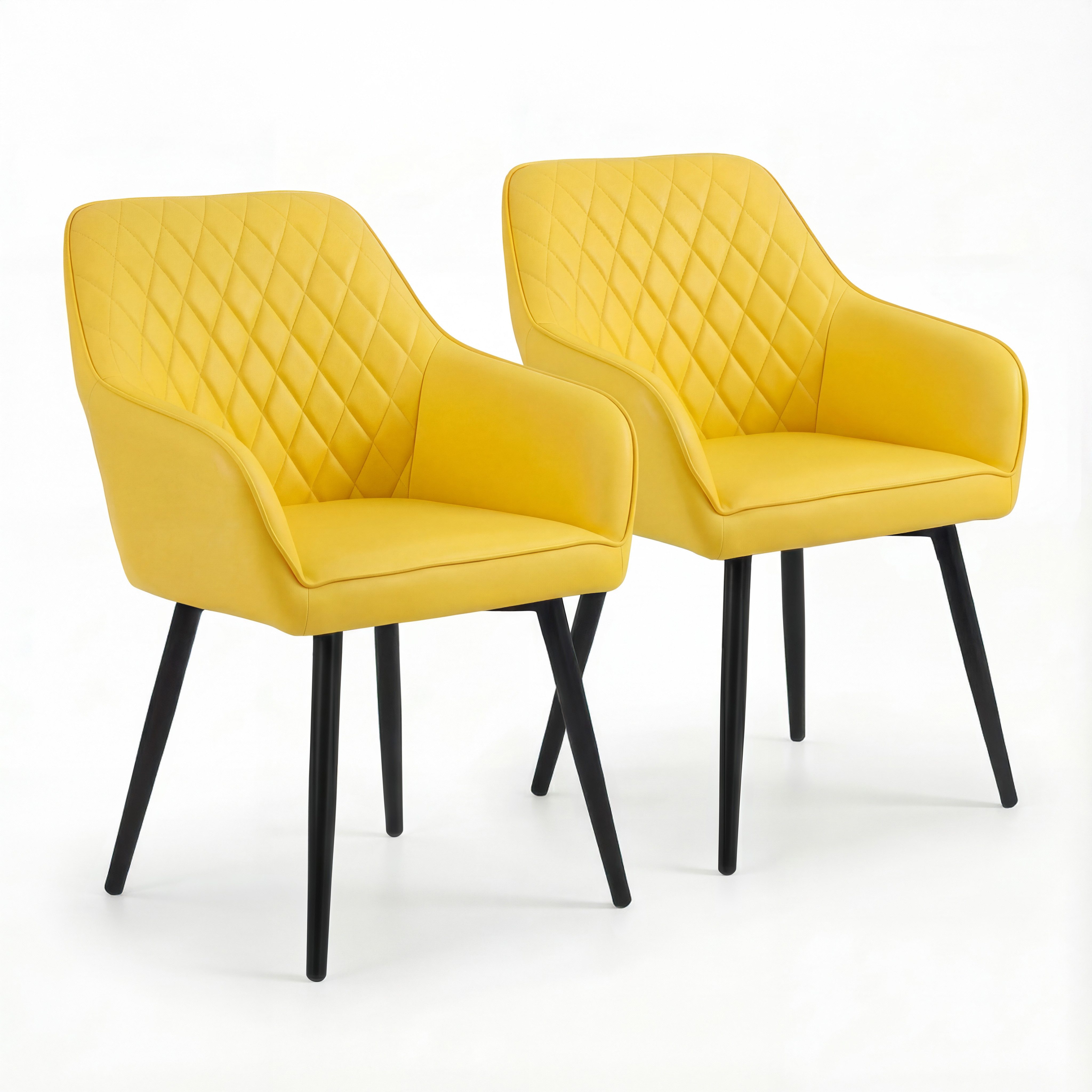 HOMAVO Esszimmerstuhl YZ8 mit Armlehnen in Stoff oder Kunstleder (2er-Set), mit Armlehnen, moderne Rautensteppung, weiche Polsterung