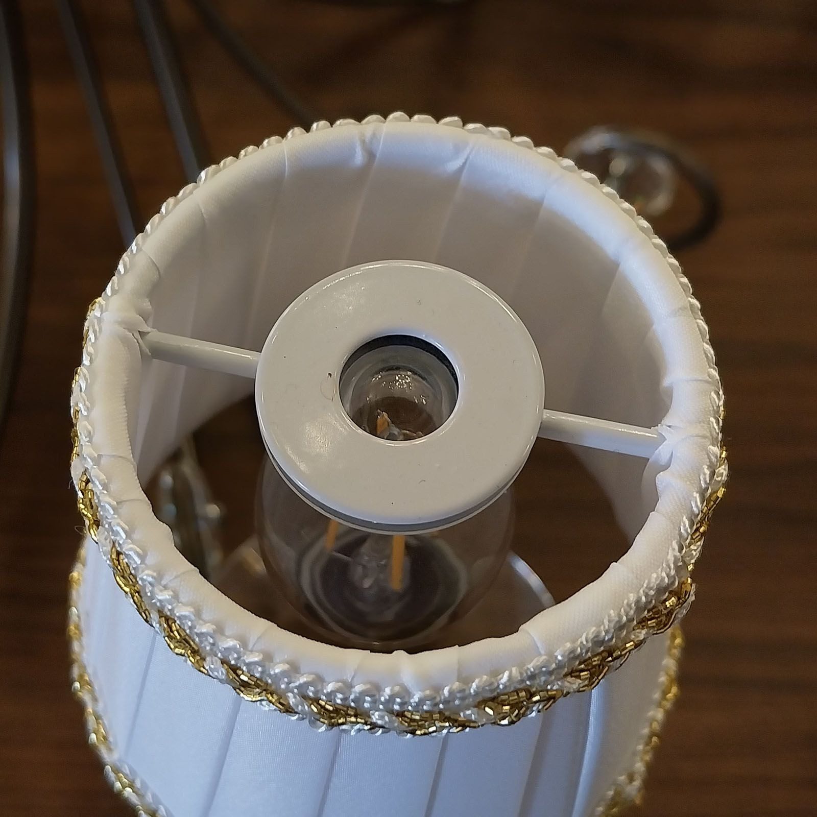 Orion Leuchten Lampenschirm Lampenschirm Creme-Gold Seide Aufsteckschirm für Kronleuchter