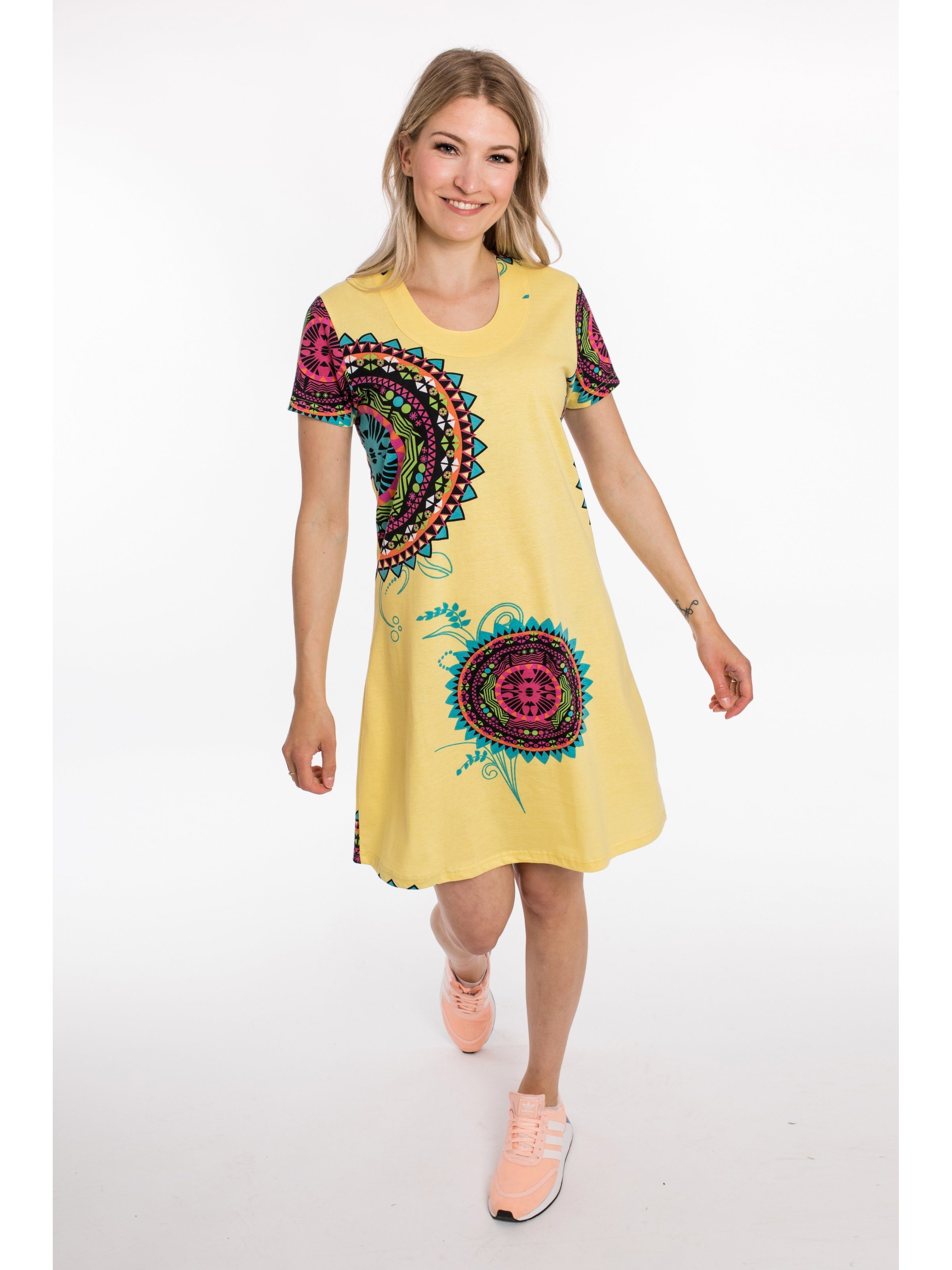 NEW DEPROC DRESS Active JOANA Print Jerseykleid SUMMER yellow Modischer Allover