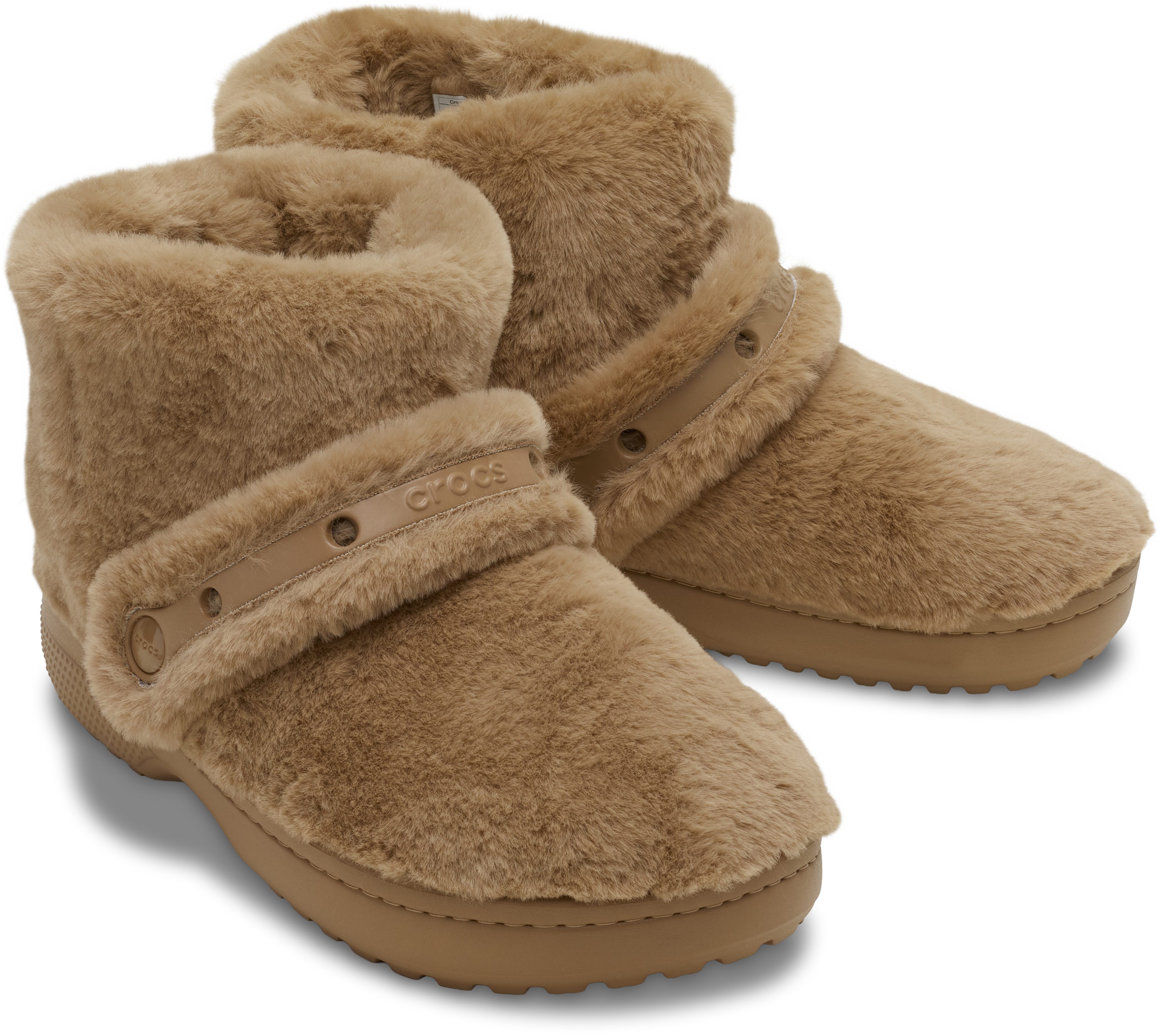 Crocs Unfurgettable Boot Winterboots Schlupfboots, Hausschuh mit Klettriemchen, Warmfutter