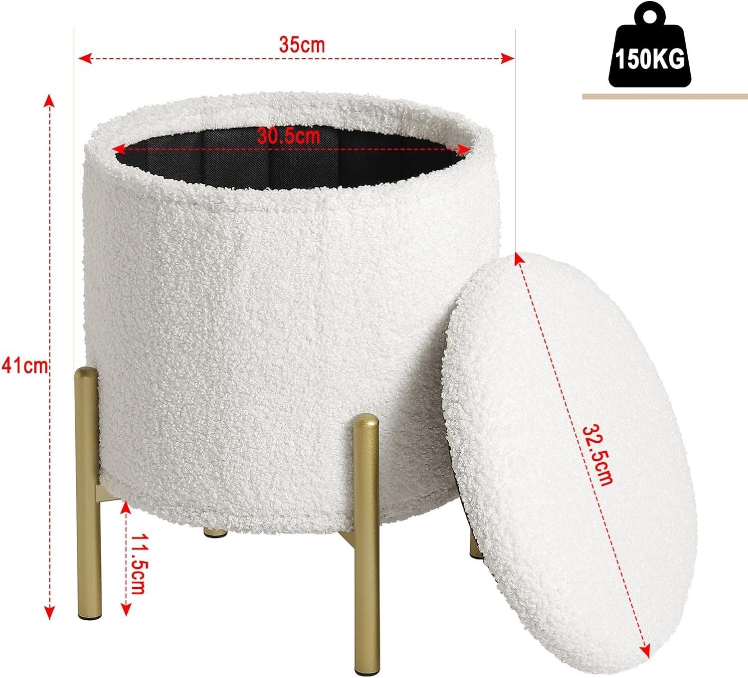 EUGAD Sitzhocker (1 St), mit Stauraum faltbar, Polsterhocker aus Teddyfleece