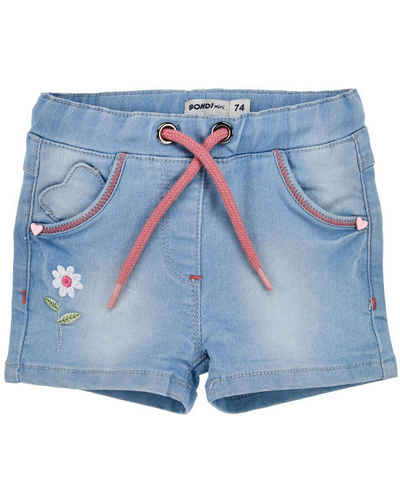 BONDI Trachtenlederhose Jeans Bermuda 'Flower' 86886, Blue denim