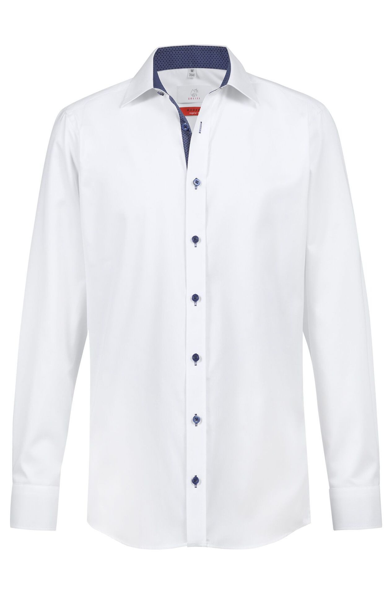 Langarmhemd Greiff Modern WITH 37.5® Herren Hemd Langarm Regular Weiß/Blau 37/38