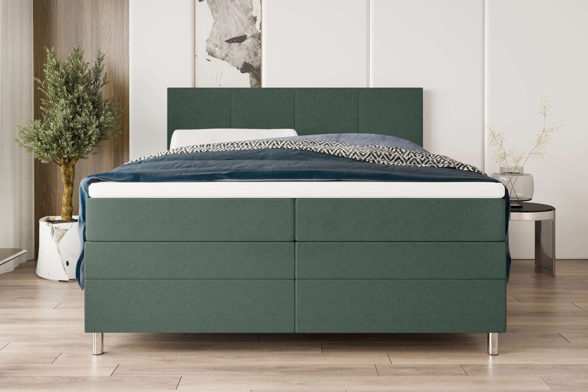 99rooms Boxspringbett Orion (Schlafzimmerbett, Bett), 140/160/180 x 200 cm, mit 2 Matratzen und Topper, Bettkasten