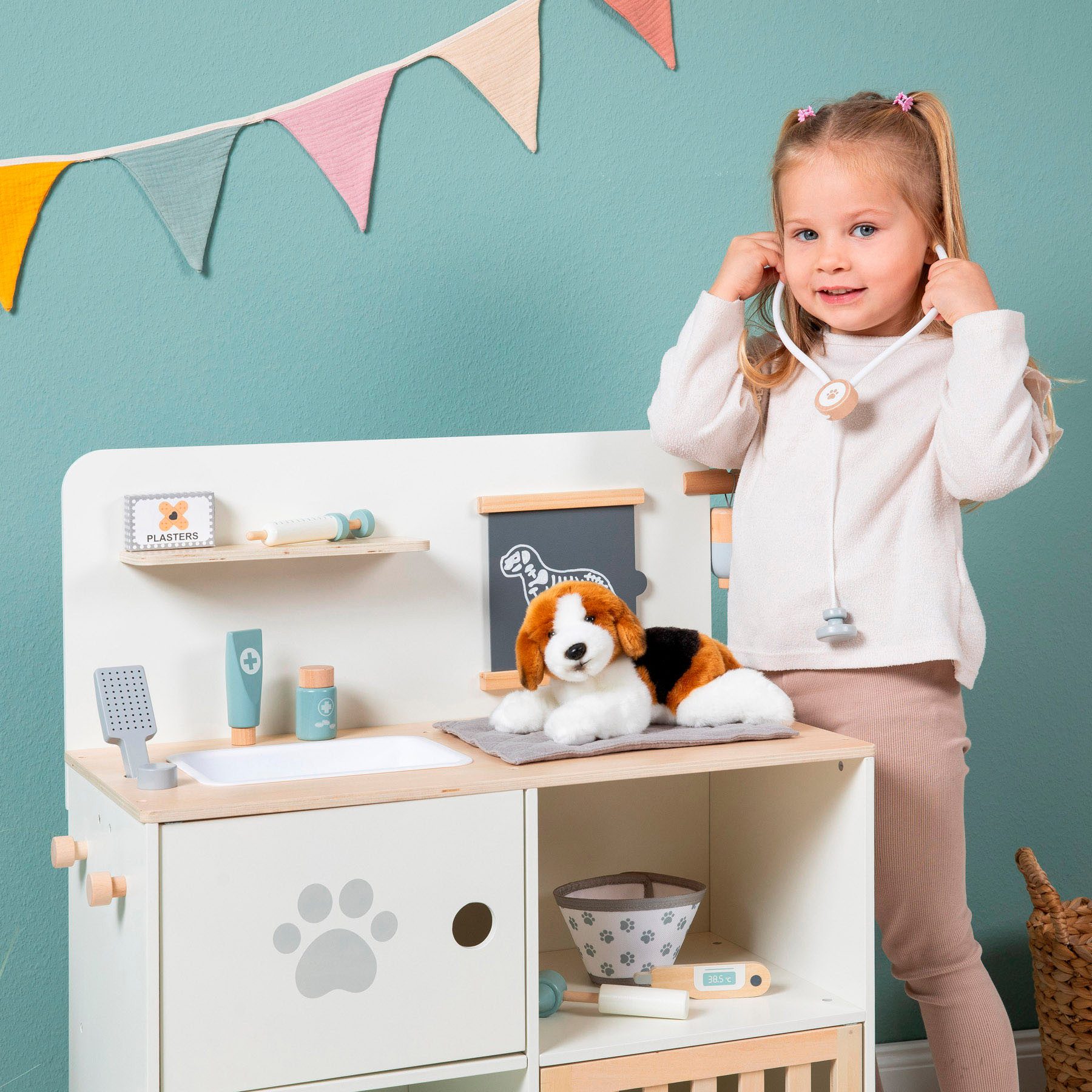 MUSTERKIND® Spielzeug-Arztkoffer Tierarzt Zubehör Set Mentha