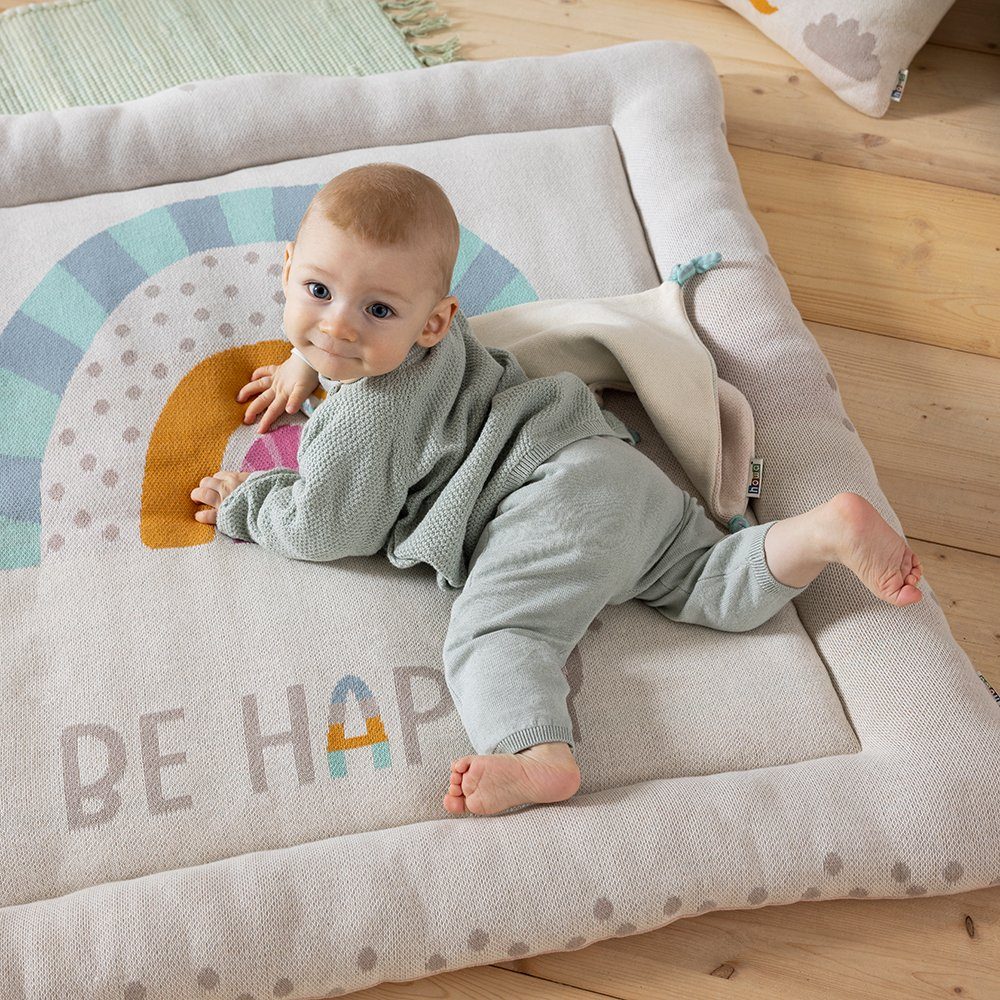 Krabbeldecke be happy, howa, Baby Spielmatte weich gepolstert, Baumwolle, Strick, 100x100x7cm
