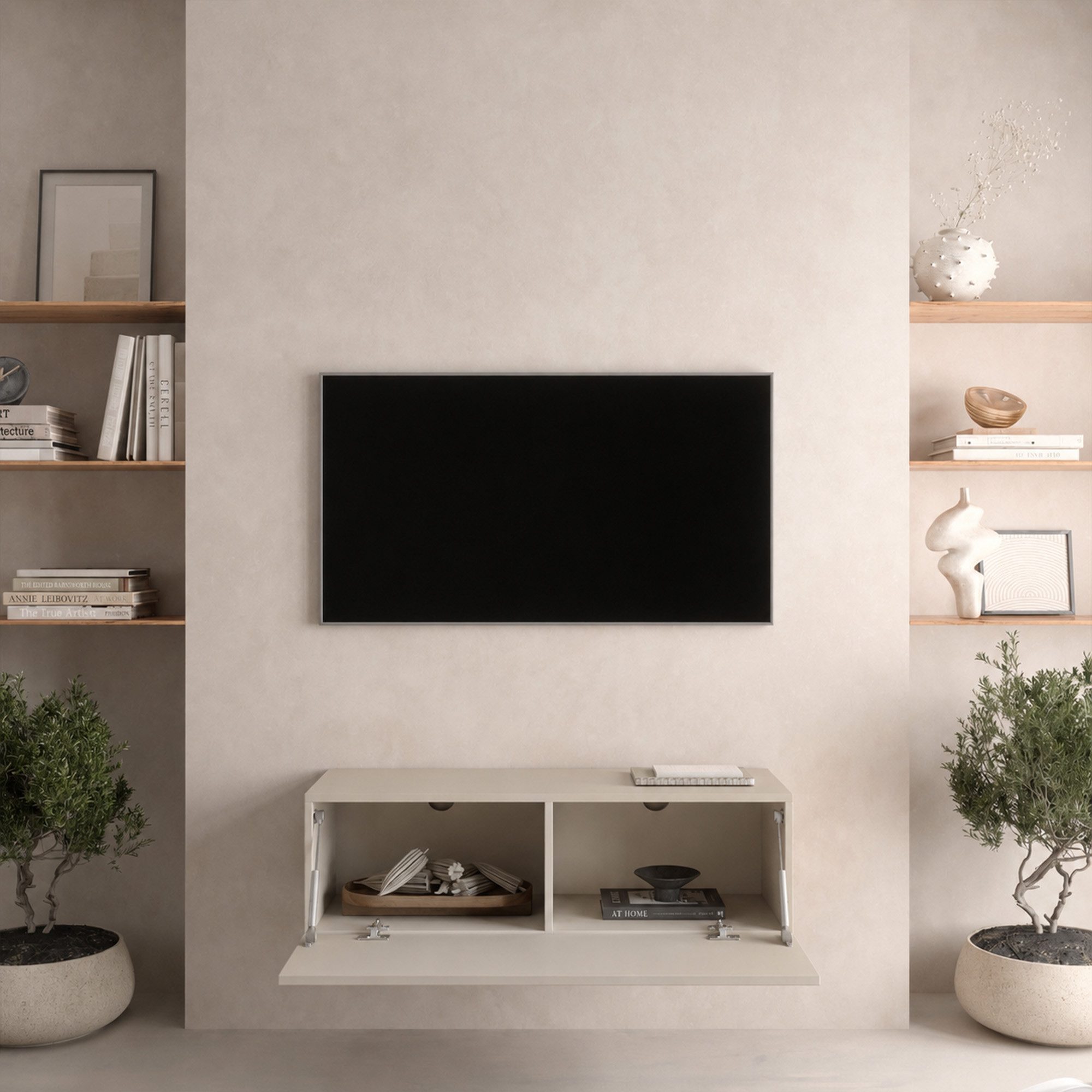 Planetmöbel TV-Schrank West TV-Board, Fernsehtisch 100 cm lang, TV-Lowboard (für Fernseher bis 55 Zoll, TV Schrank viel Stauraum, sideboard hängend, Fernsehschr – Bild 4 von 5