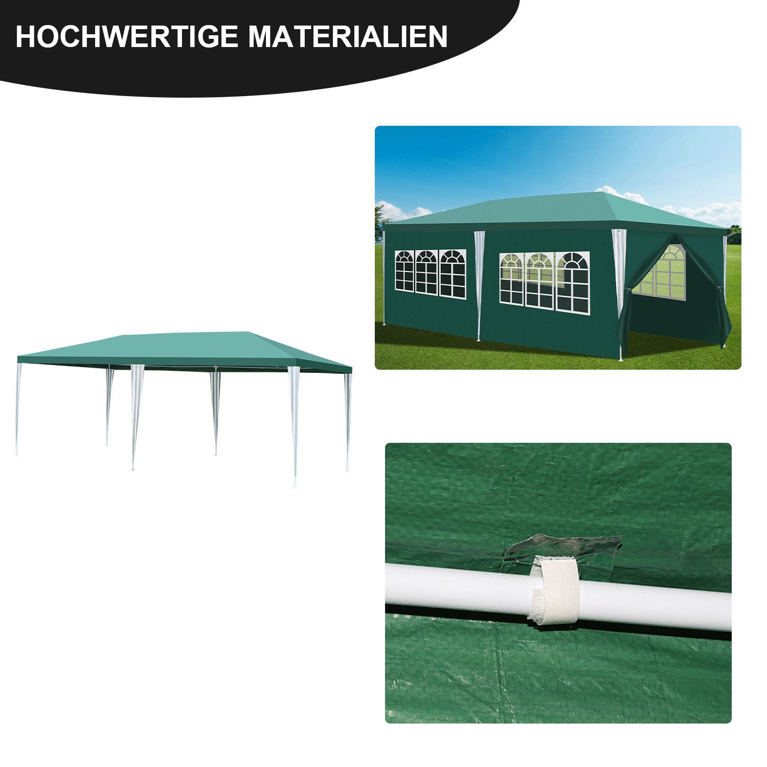 Clanmacy Pavillonseitenteil pavillon 3x6 m Gartenpavillon mit seitenteilen wasserdicht – Bild 5 von 5