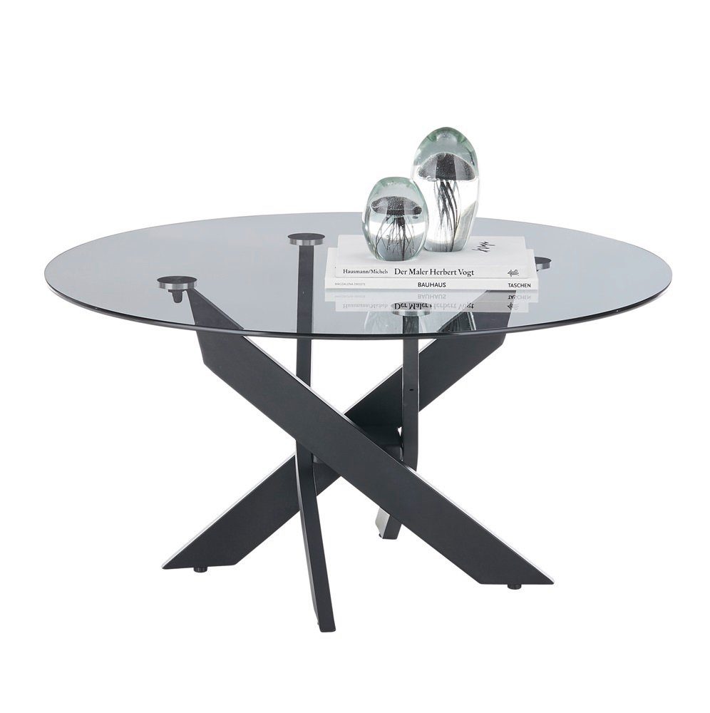 MCA furniture Couchtisch Couchtisch Kopenhagen mit Glasplatte, rund Ø 80, grau / schwarz matt (no-Set), Breite 80 cm,Tischplatte aus Glas