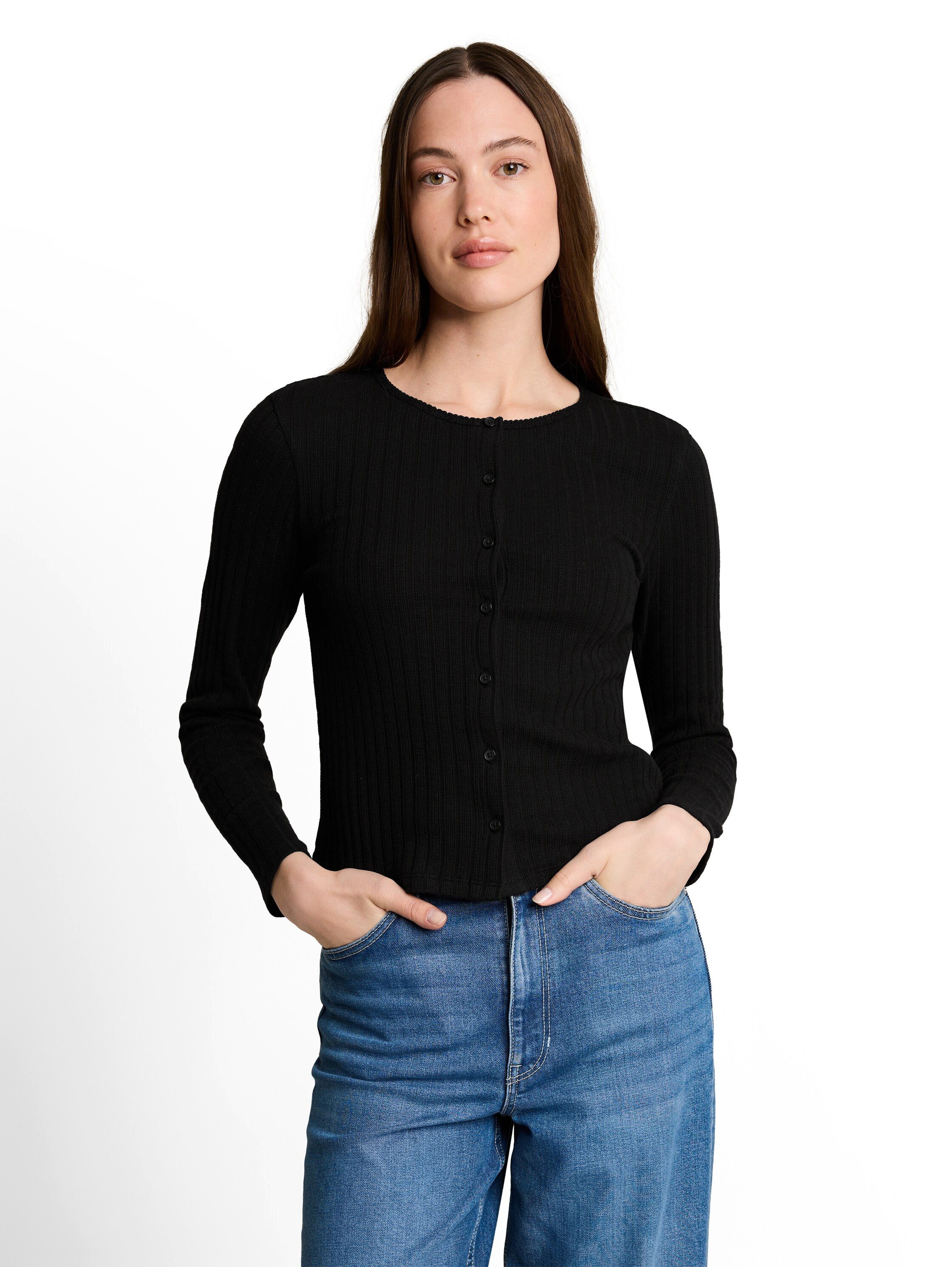 TOM TAILOR Denim Cardigan mit feiner Struktur und Knopfleiste