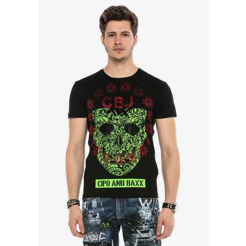 Cipo & Baxx T-Shirt mit stylischem Totenkopfprint