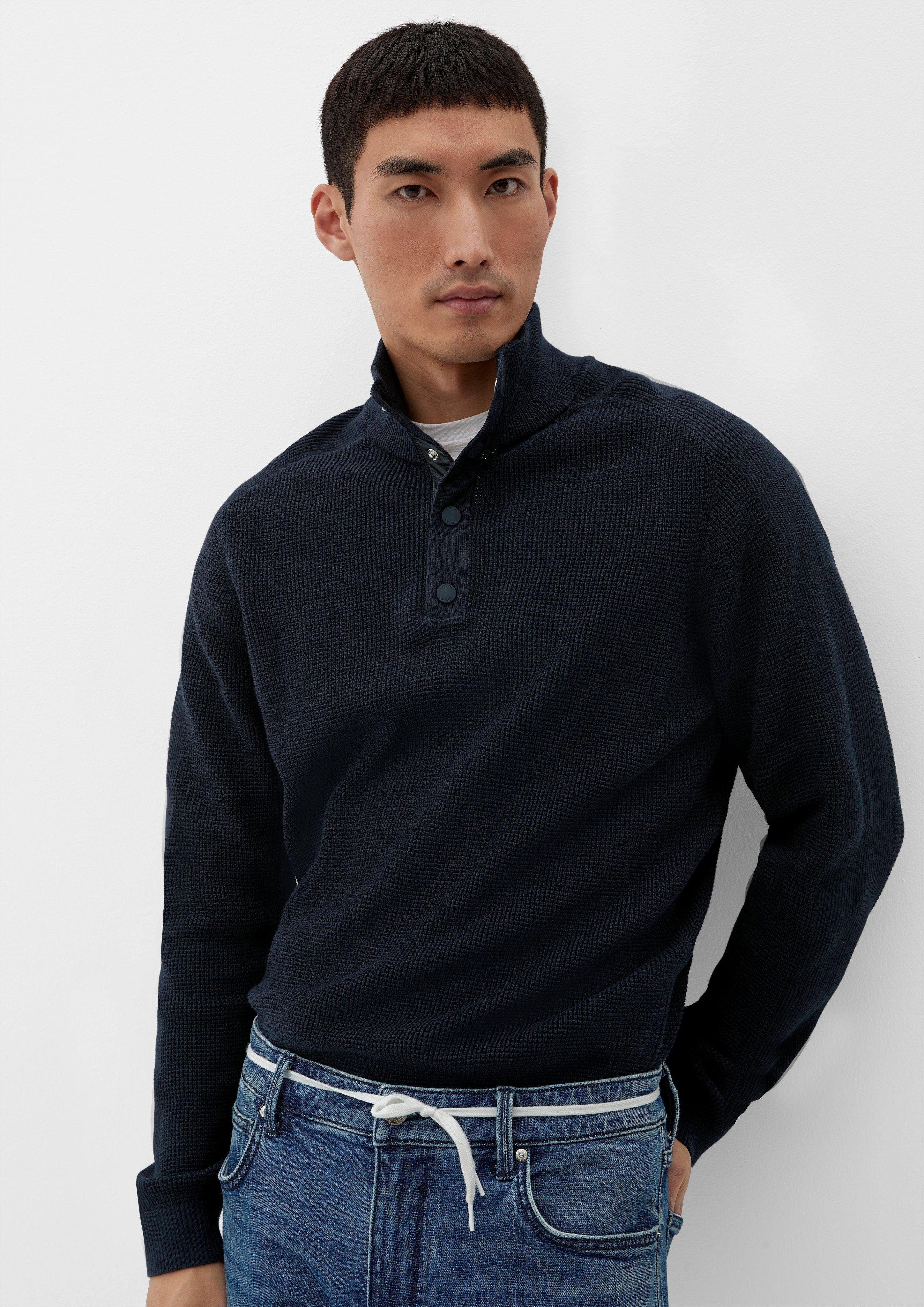 s.Oliver Strickpullover Pullover mit Rippstruktur navy