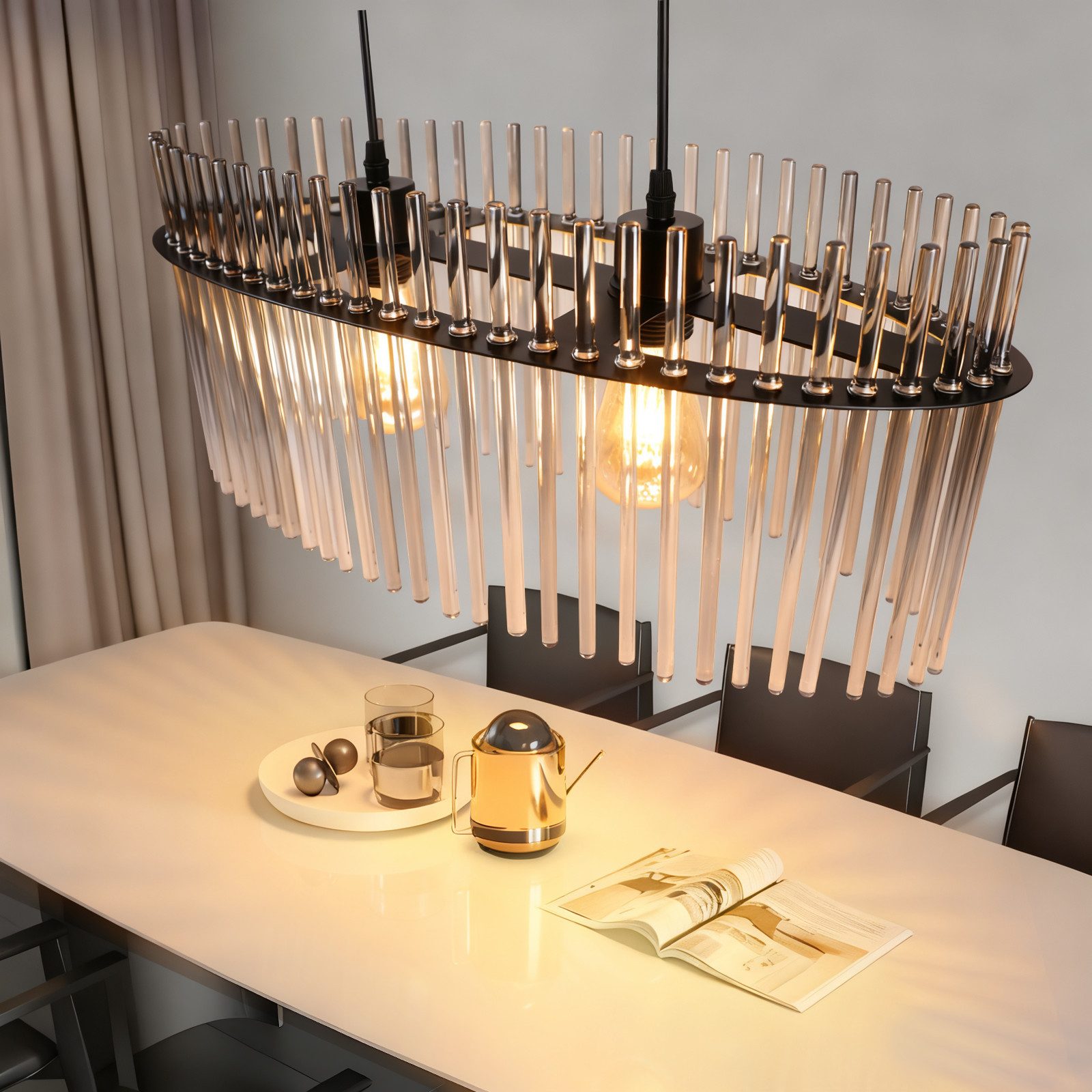 ZMH Pendelleuchte Esstisch Hängelampe 2/3/5 Flammig mit Glas & Metall E27, ohne Leuchtmittel, moderne Pendelleuchte höhenverstellbar für Esszimmer Bar, Hotel