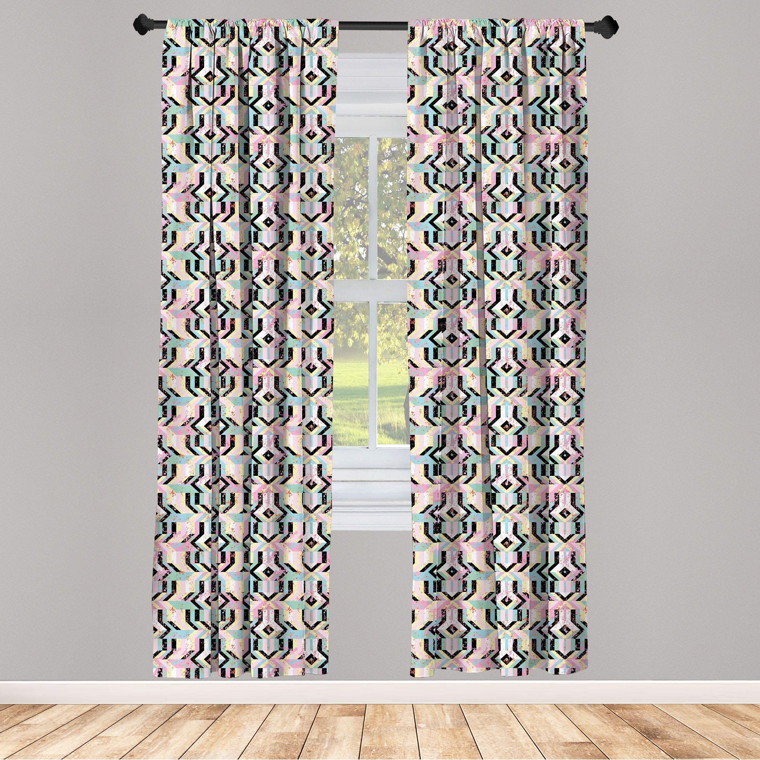 Gardine Vorhang für Microfaser, Abakuhaus, Kunst Schlafzimmer Stripes Wohnzimmer Schmutz-Art-Bold Dekor