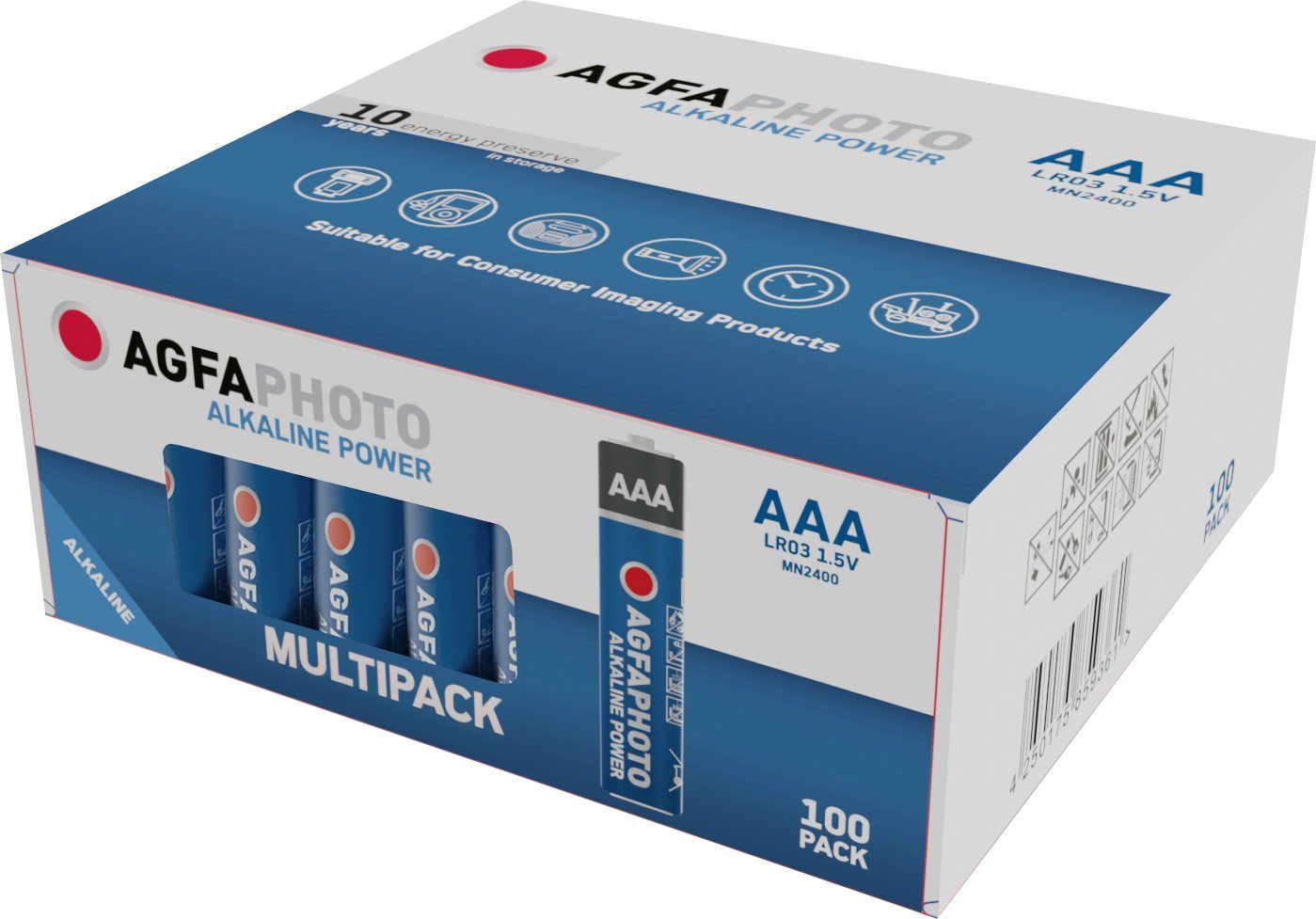 AgfaPhoto AGFAPHOTO Batterie Alkaline Micro AAA LR03 1.5V 100 Stück Batterie