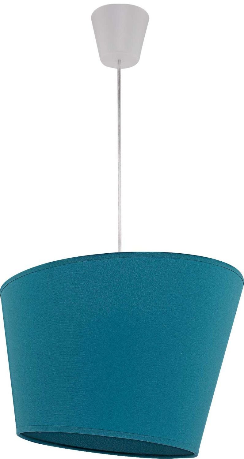 Licht-Erlebnisse Pendelleuchte GABRIELA, ohne Leuchtmittel, Hängelampe Petrol Stoff Ø35cm Design Esstisch