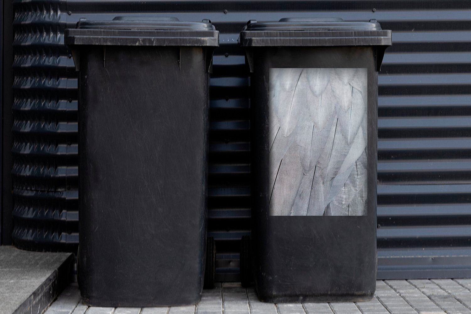 Container, der Mülleimer-aufkleber, Wandsticker Mülltonne, Federn Struktur Abfalbehälter (1 St), Sticker, weißen MuchoWow