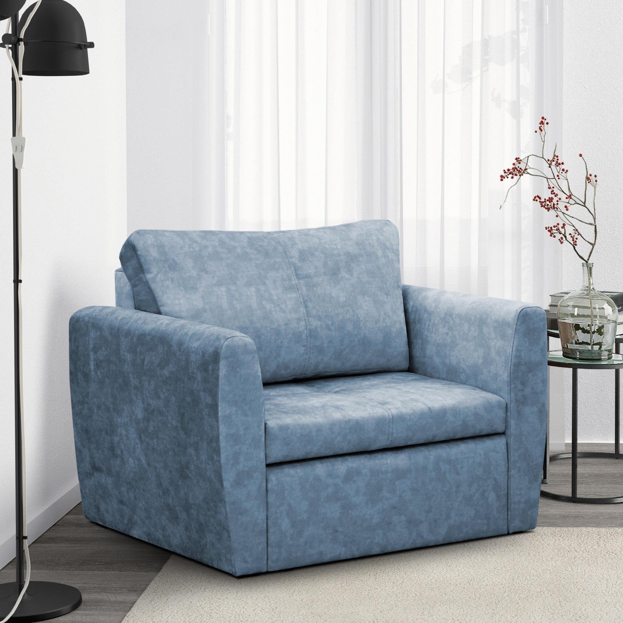 Polstersessel Blau Schlafsessel, Sofa Relaxsessel Wohnzimmer), Bettkasten, (1-Sitzer Beautysofa Kamel 73) (terra für Relaxsessel Schlaffunktion,