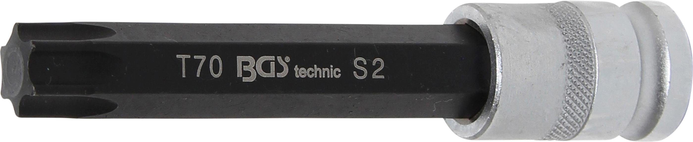 BGS technic Bit-Schraubendreher Bit-Einsatz, Länge 120 mm, Antrieb Innenvierkant 12,5 mm (1/2), T-Profil (für Torx) T70