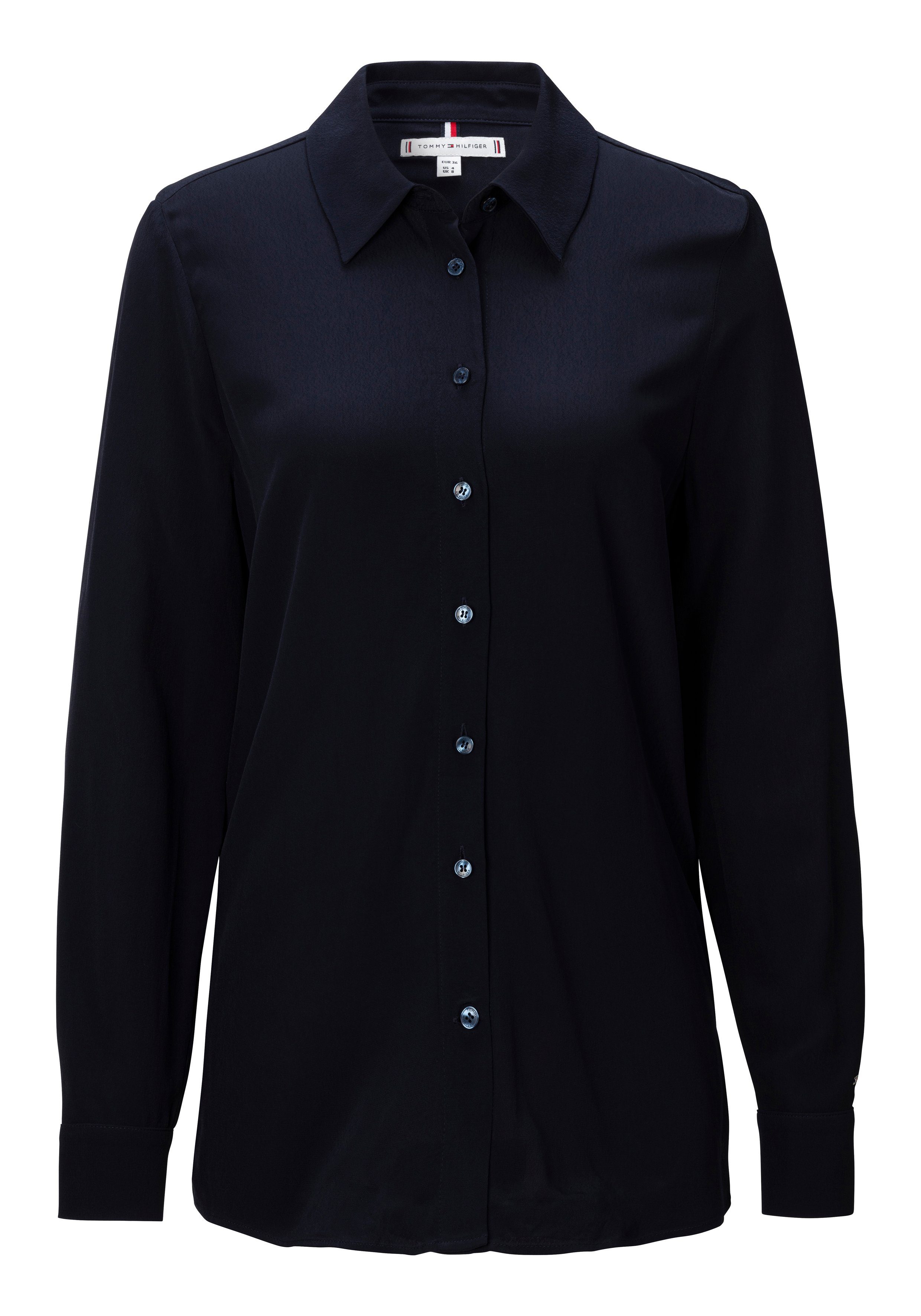 Tommy Hilfiger Hemdbluse FLUID VIS CREPE REGULAR SHIRT LS mit Seitenschlitzen