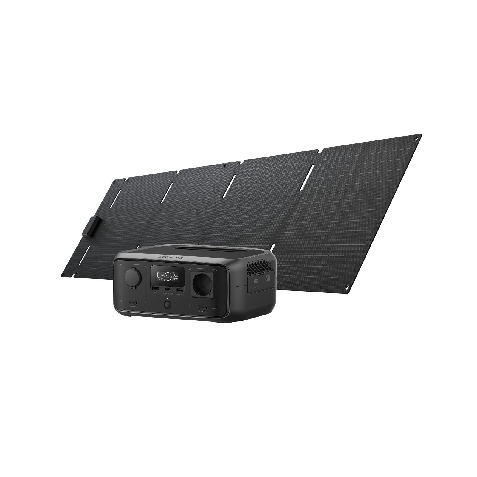 Ecoflow ECOFLOW RIVER 3 Tragbare Powerstation mit 60W Solarpanel Powerstation, 245Wh LFP Batterie, bis zu 600W, GaN verdoppelt Laufzeit