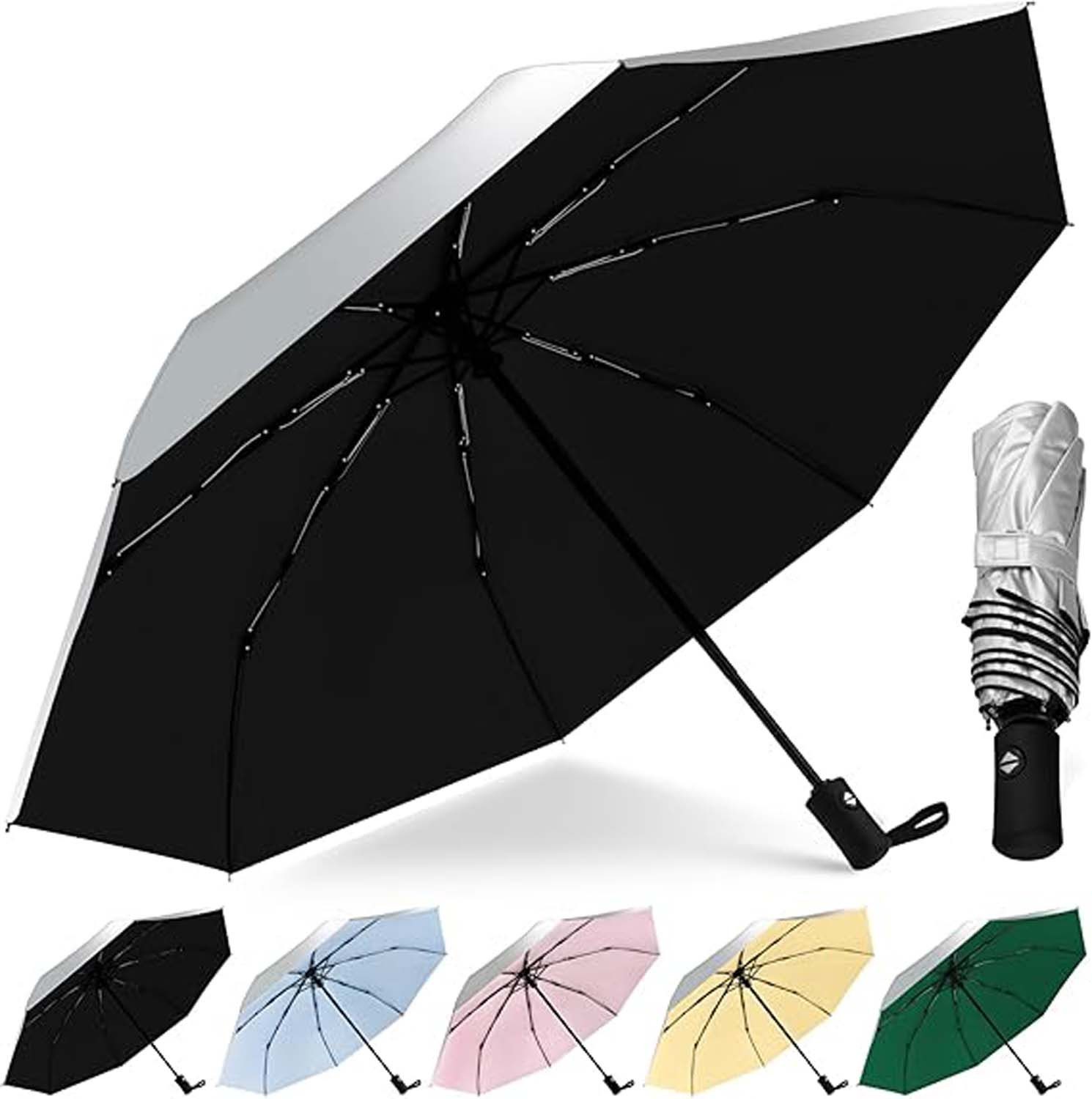 Coonoor Taschenregenschirm UV Schirm Automatik Regenschirm Winddichter Wasserdicht