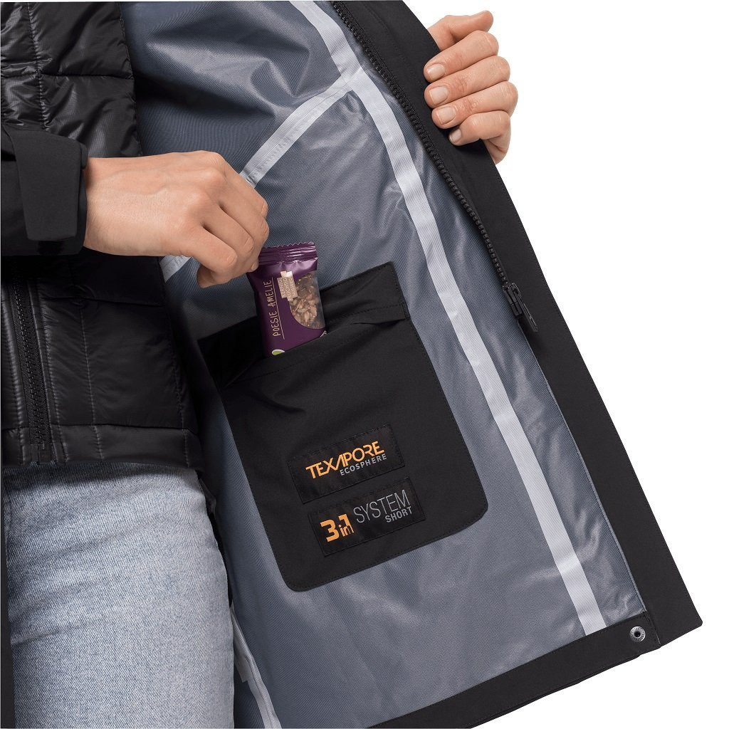 Jack Wolfskin Wintermantel Silent Wisper Parka (wasser- und winddicht, PFC-frei) schwarz Damen
