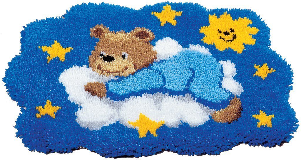 Vervaco Kreativset Vervaco PN-0014358 Knüpfteppichpackung Motiv Bär in Wolken, (Set, Vervaco embroidery Kit), Made in Europe