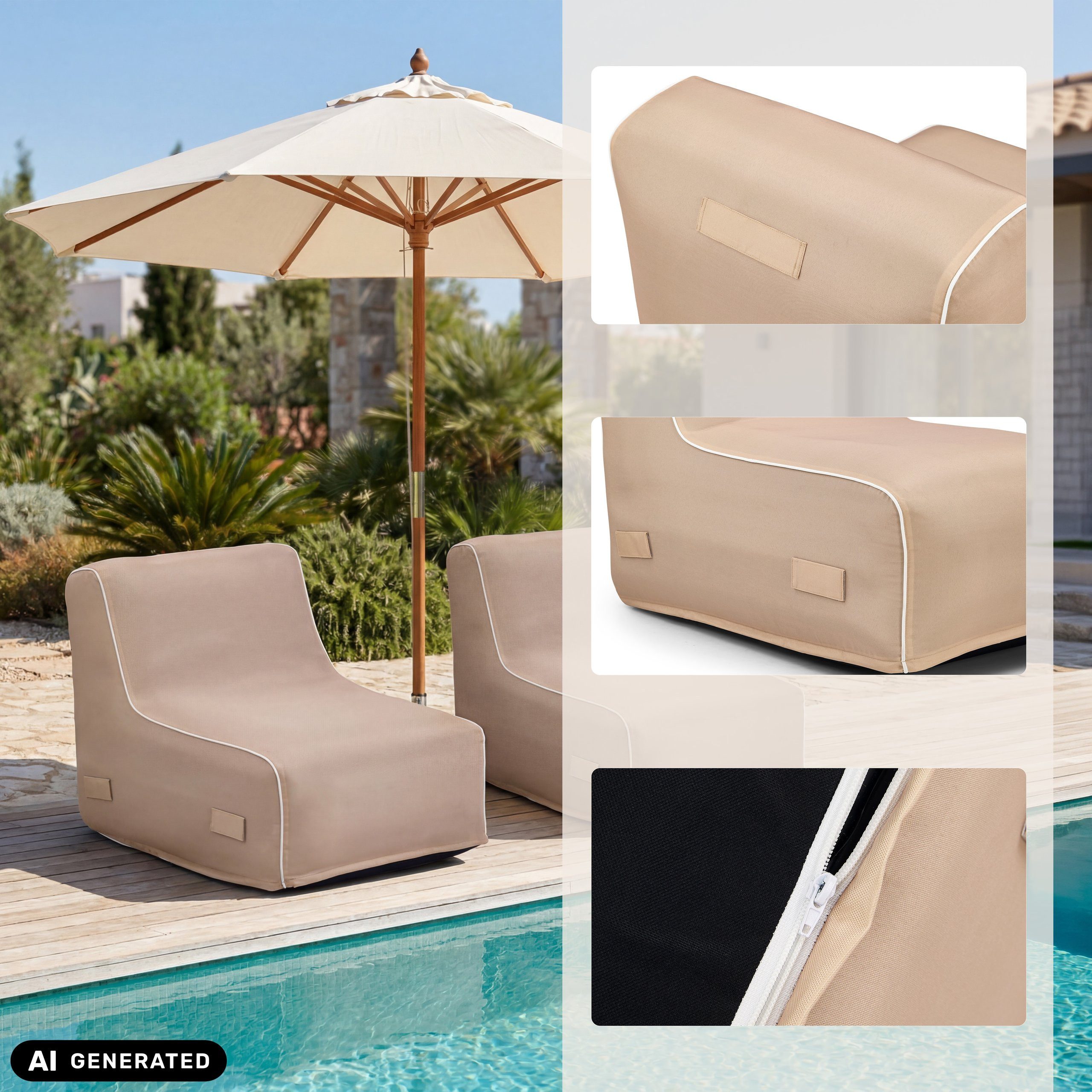 hjh LIVING Sitzsack Luftsofa Sitzolo Air Stoff, Luftsofa Outdoor Sitzsack inkl. Fußpumpe, Wasser- & UV-beständig