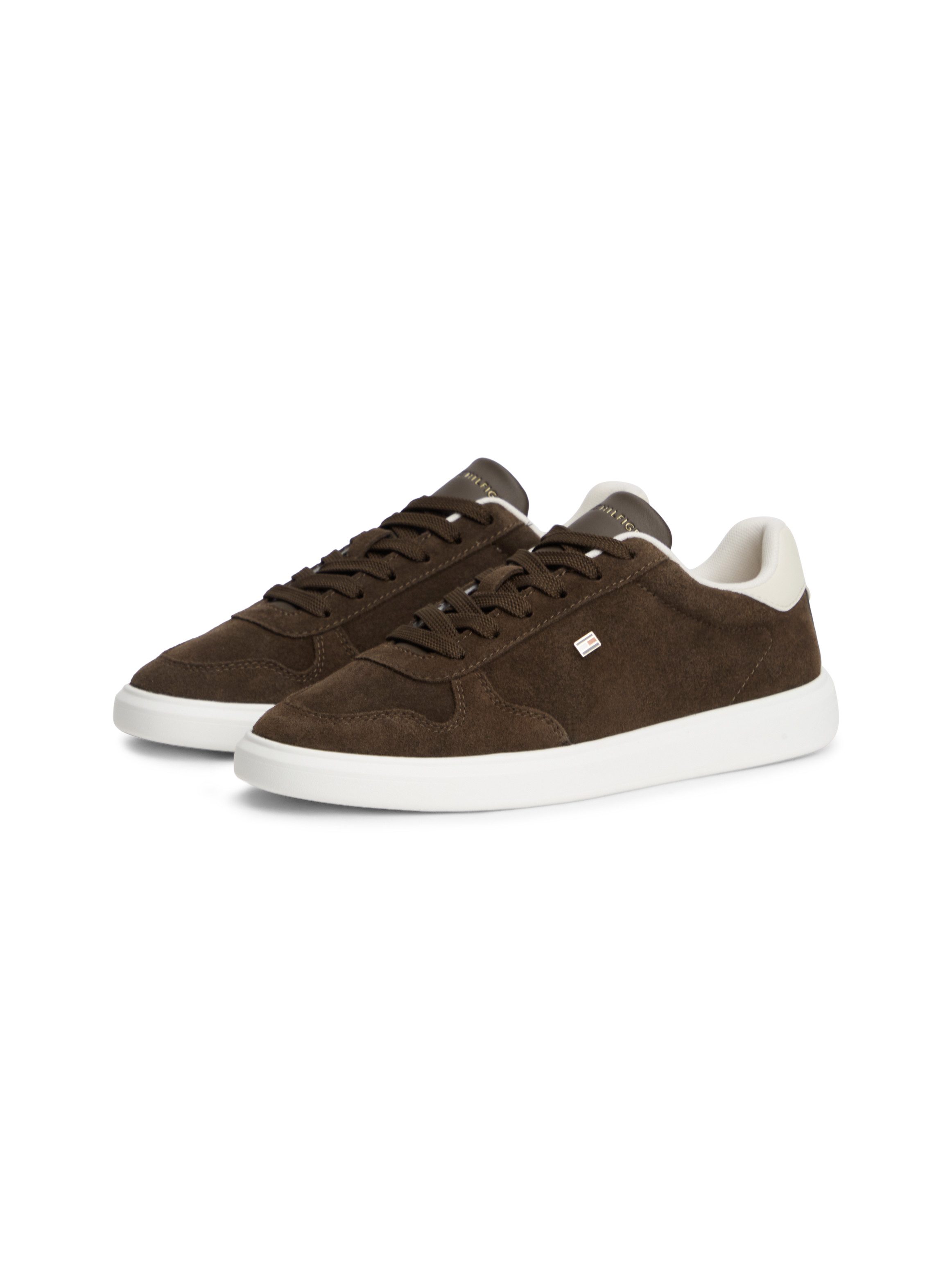 Tommy Hilfiger TH ICON COURT LIGHT SUEDE Plateausneaker Freizeitschuh, Halbschuh, Schnürer mit Kontrastbesatz