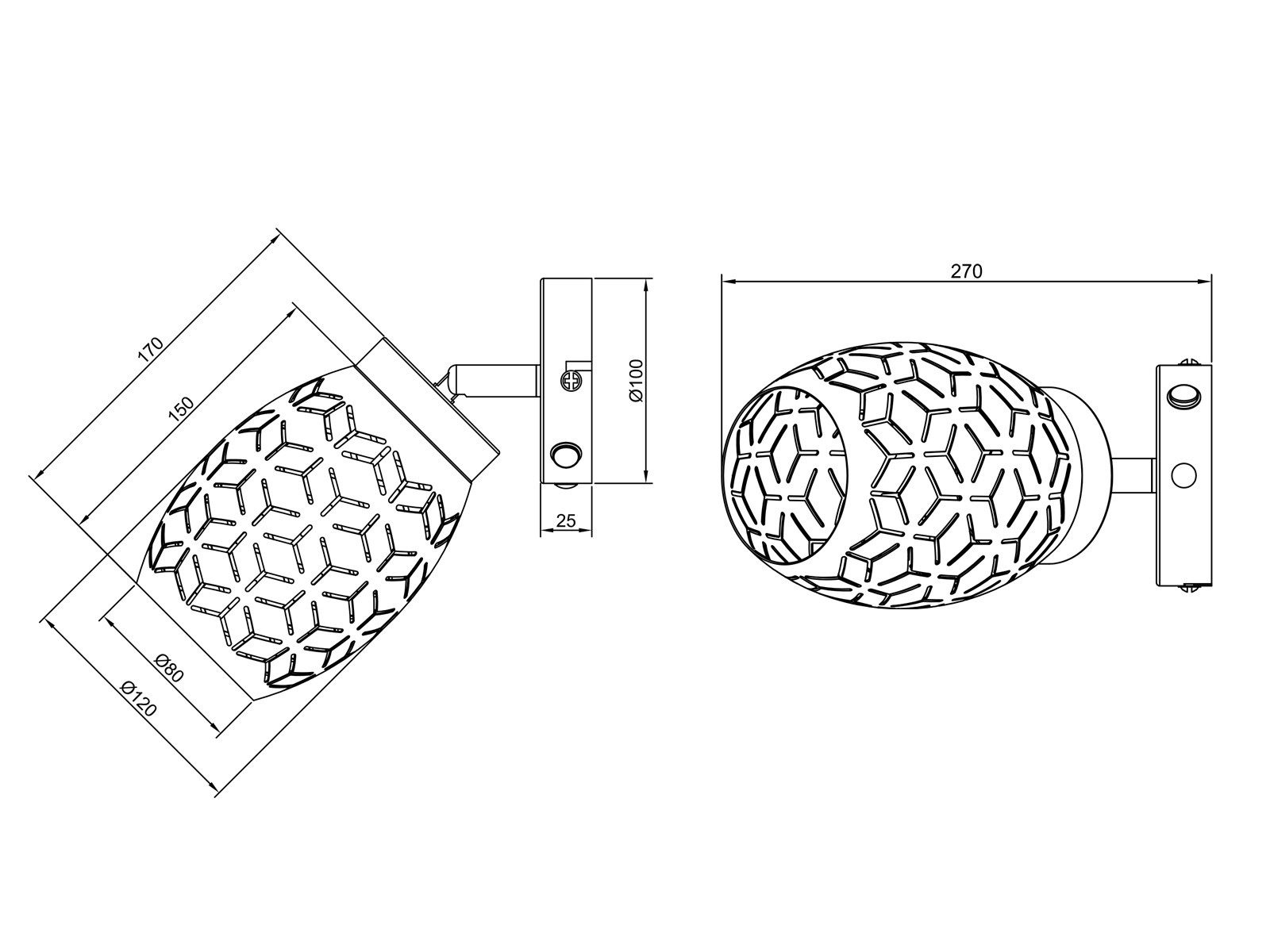 Reality Leuchten LED Wandstrahler, Dimmfunktion, LED wechselbar, über Schalter in 3 Stufen dimmbar, warmweiß, Licht-strahler innen Wandlampe Wandbeleuchtung mit Schalter Bett Ø12cm