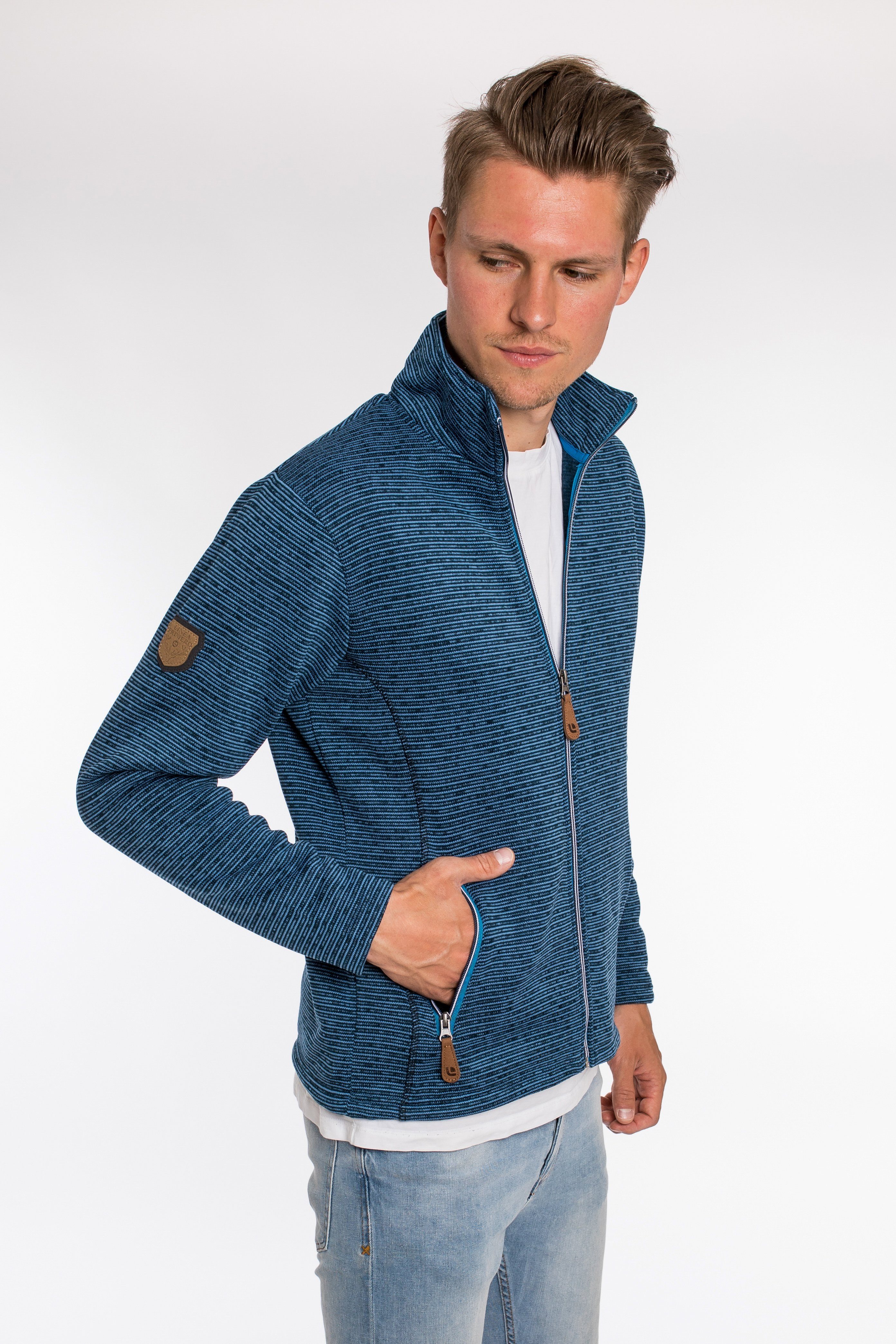 DEPROC Active Strickfleecejacke LACEWOOD MEN Kontrastreissverschluss