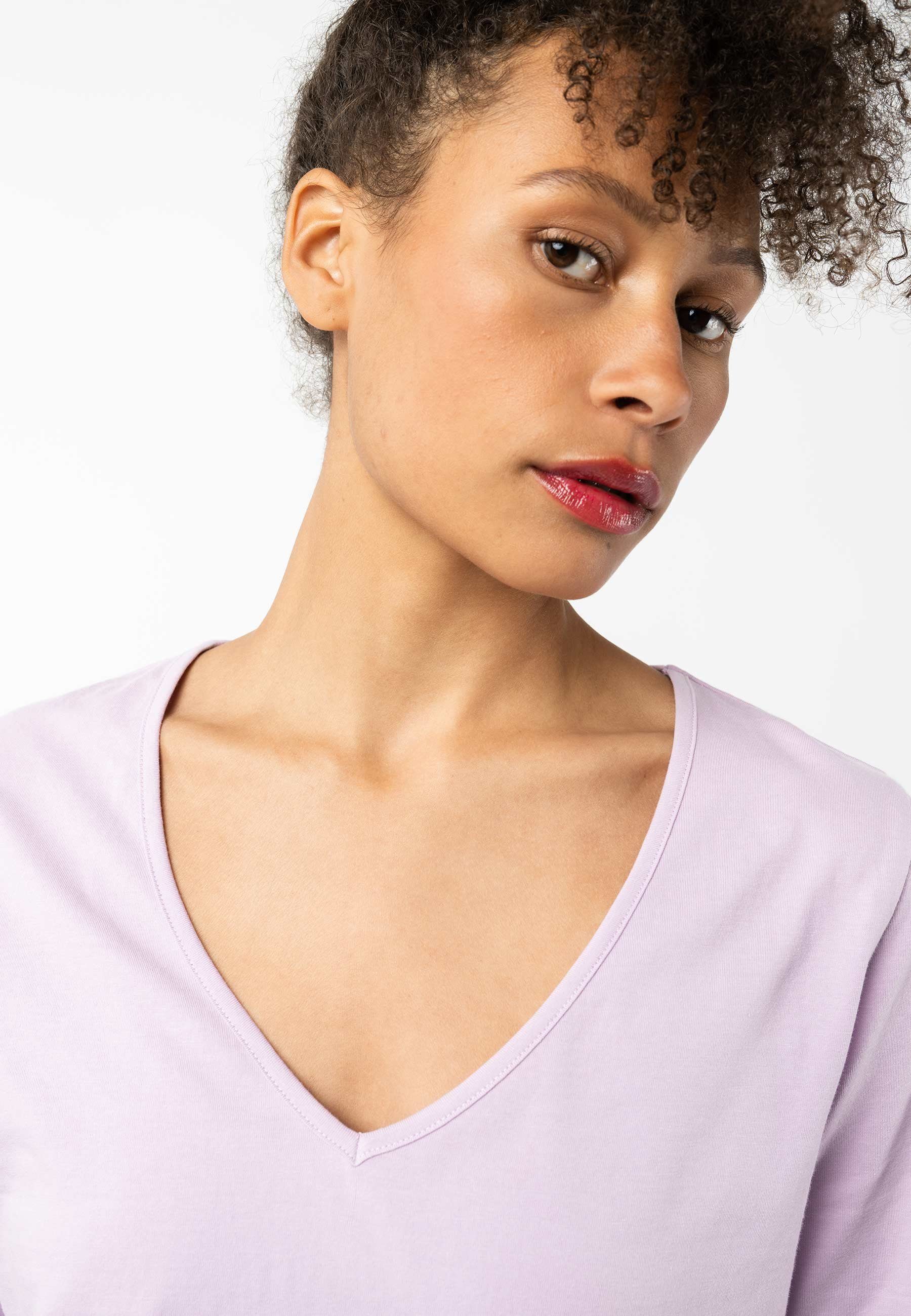 lilac Kurzarmshirt V-Neck T-Shirt MELA LALI