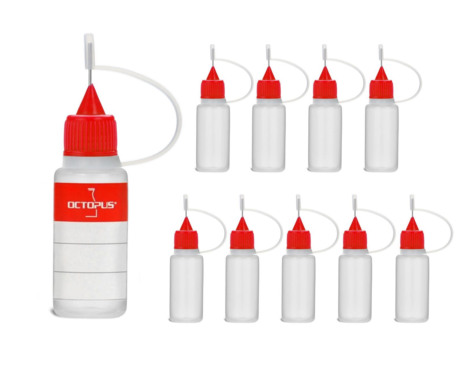 OCTOPUS Kanister 10 Plastikflaschen 10 ml aus LDPE, G14, Tropfverschluss mit Nadelkappe (10 St)