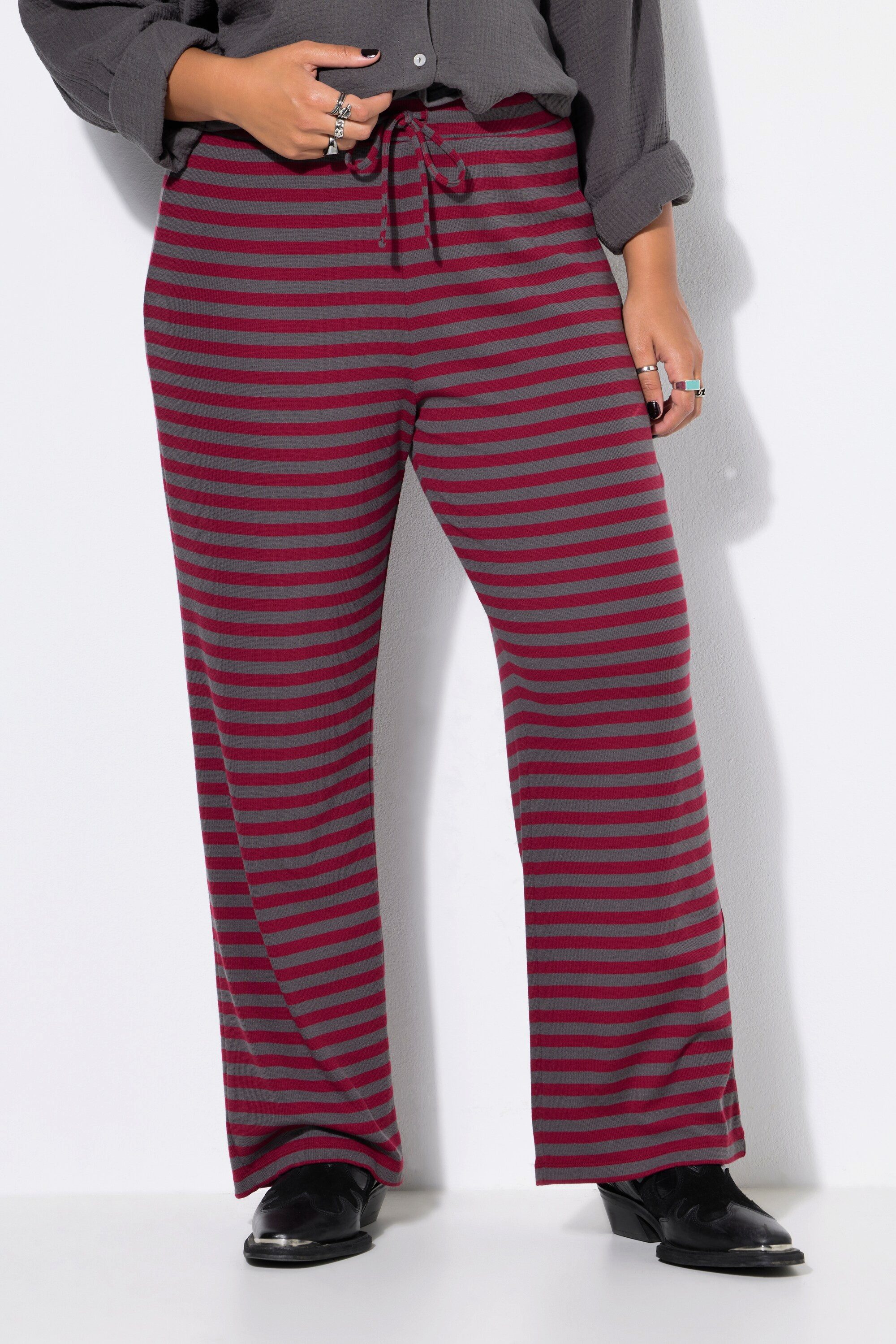 Studio Untold Schlupfhose Hose Wide Legs Rippjersey mit Ringeln