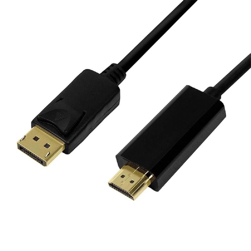 LogiLink DisplayPort-Kabel Video-Adapter DisplayPort zu HDMI Typ A, 200 cm, 4K/30 Hz, schwarz