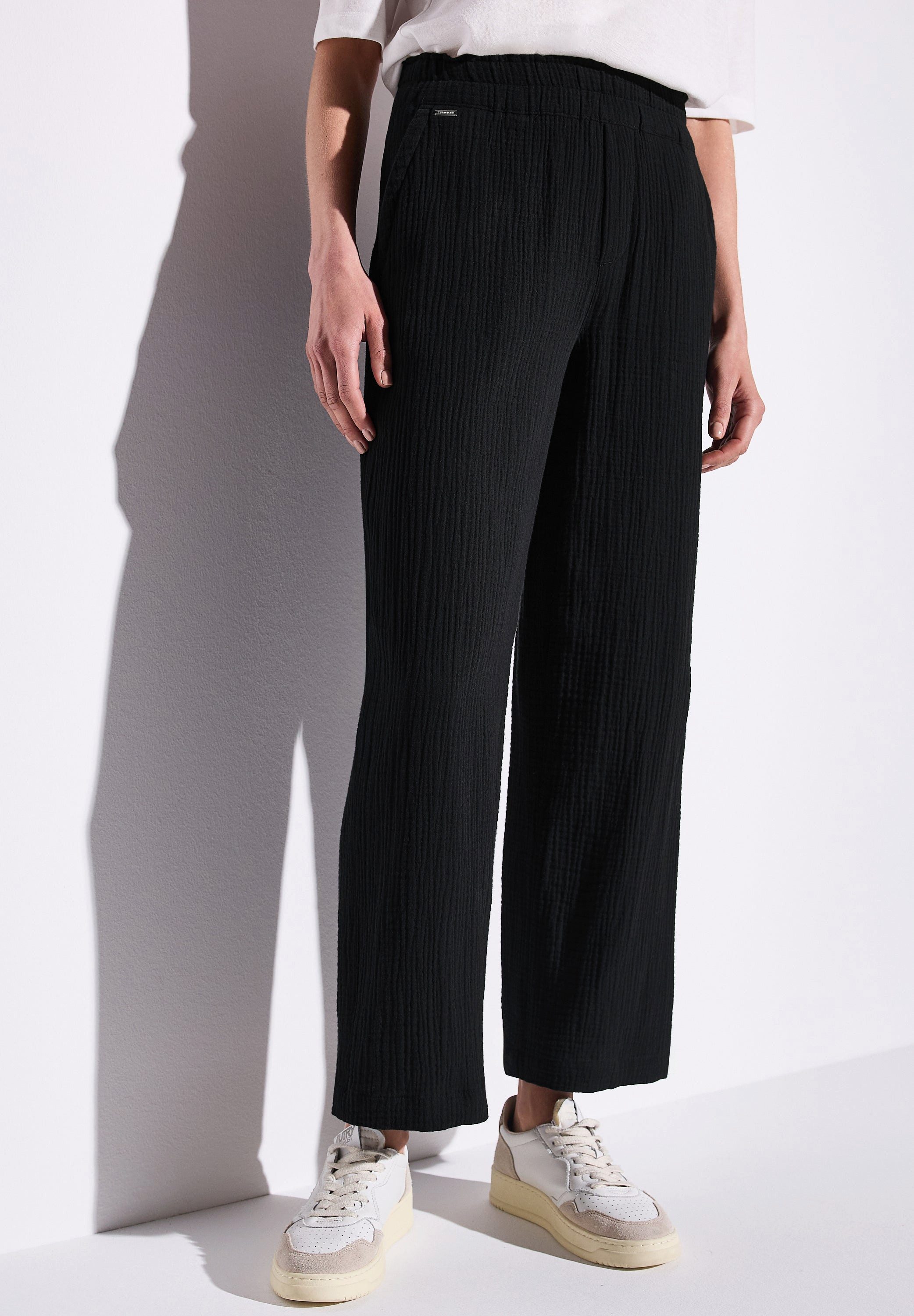 STREET ONE Stoffhose Wide Leg Musselin Hose (1-tlg) günstig online kaufen