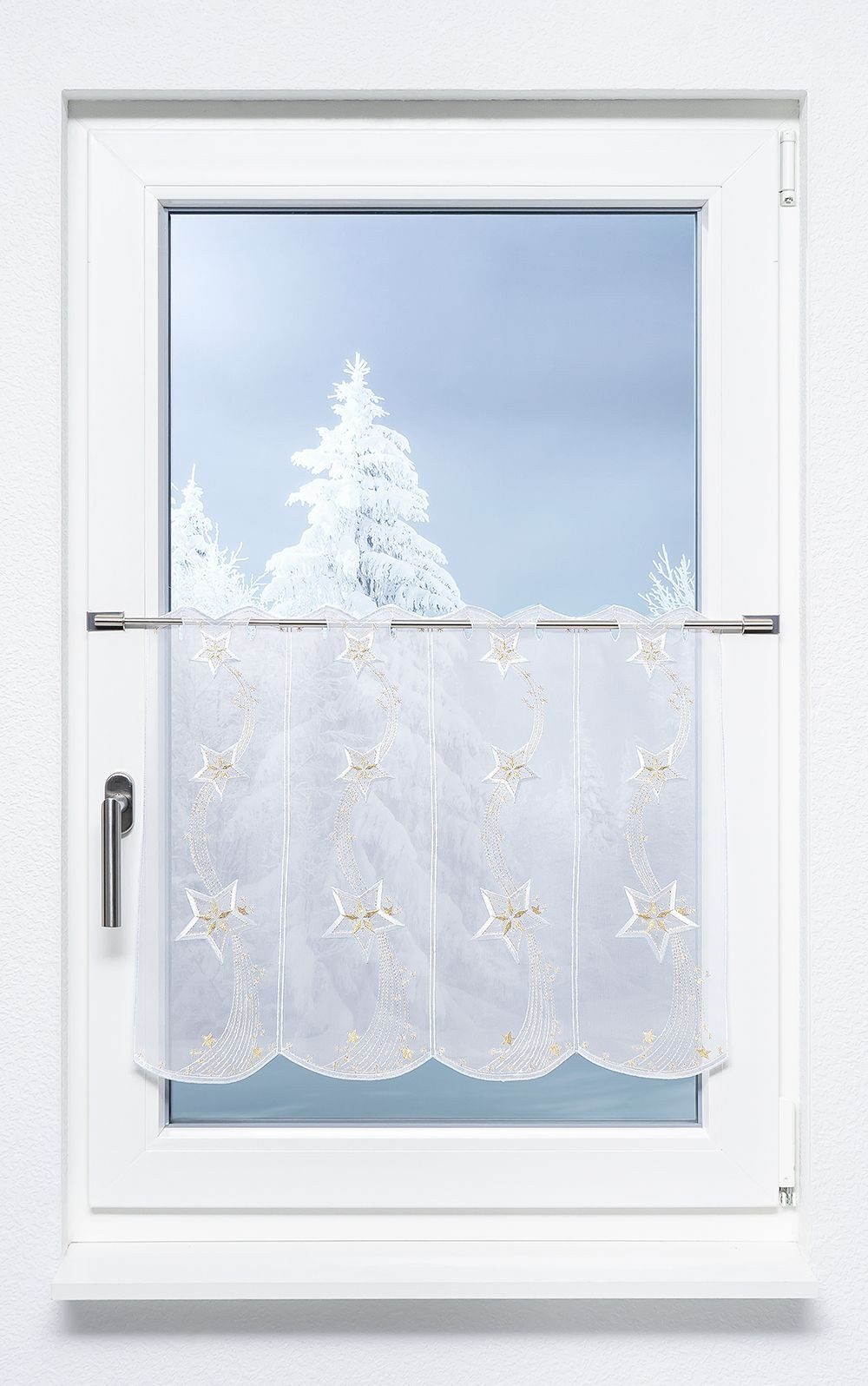 Plauener Spitze® Scheibengardine Schweifstern (1 St), transparent, HxB 49x4 günstig online kaufen