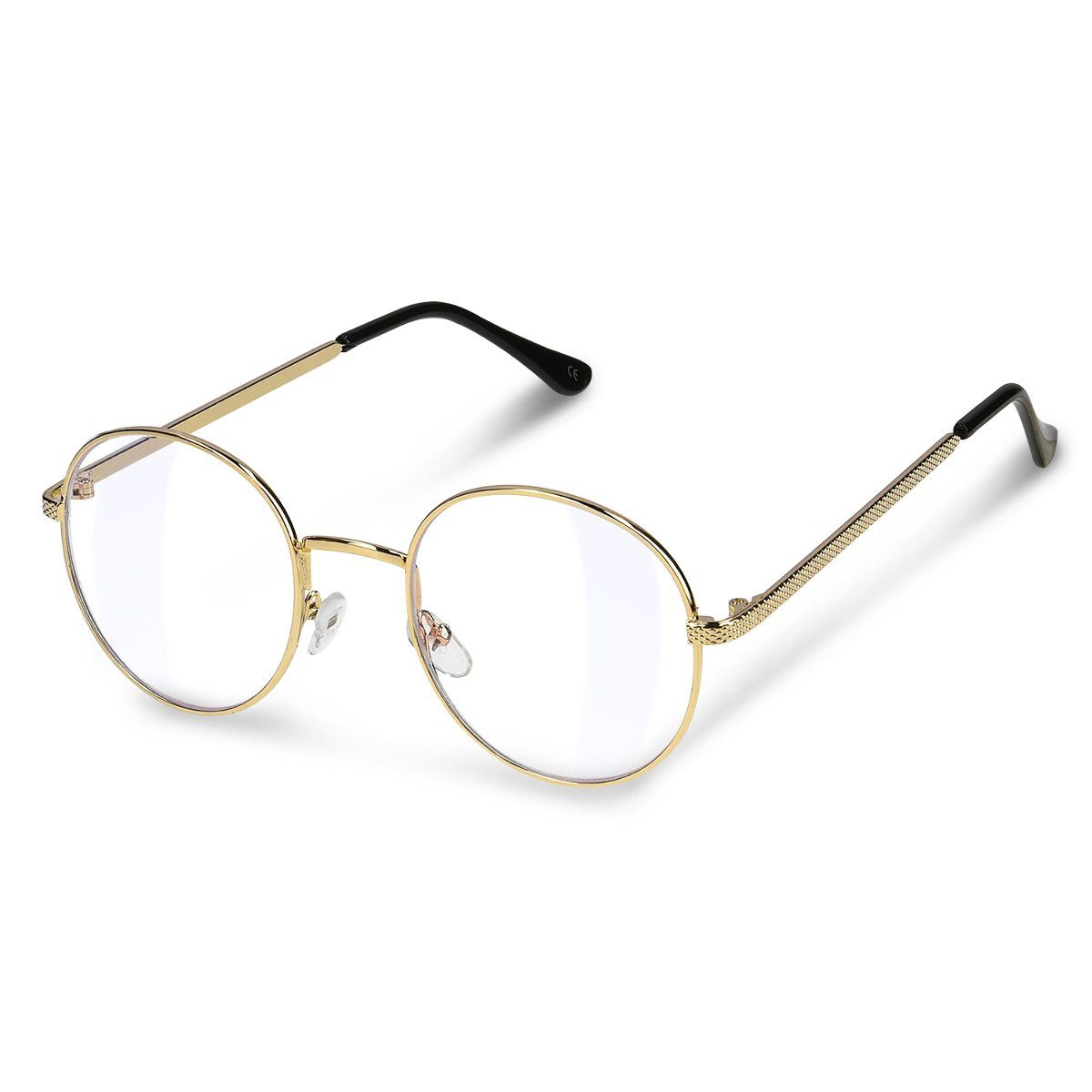 Retro Brille ohne stärke Student Slim-Brille Damen Herren Nerdbrille Linsen Brillenfassung clear lens Dekobrillen modisch rund Streberbrille Strahlenschutz lesebrille für Computer PC mit Brillenetui 