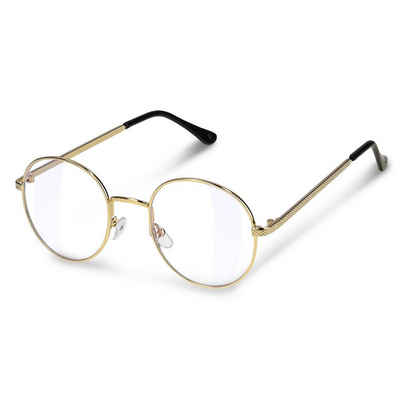 Navaris Brille, Retro Brille ohne Sehstärke - Damen Herren Vintage 50er Nerd Brille - Anti Blaulicht Computer Nerdbrille ohne Stärke - Metall Bügel Fassung